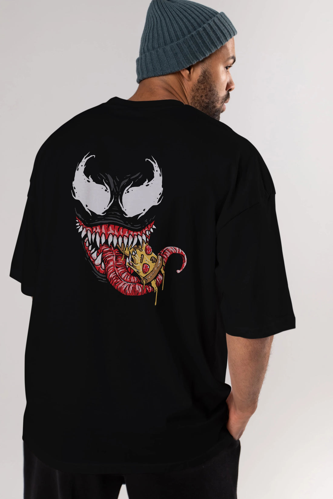 Venom (1) Arka Baskılı Oversize t-shirt Erkek Kadın Unisex %100 Pamuk Bisiklet Yaka tişort