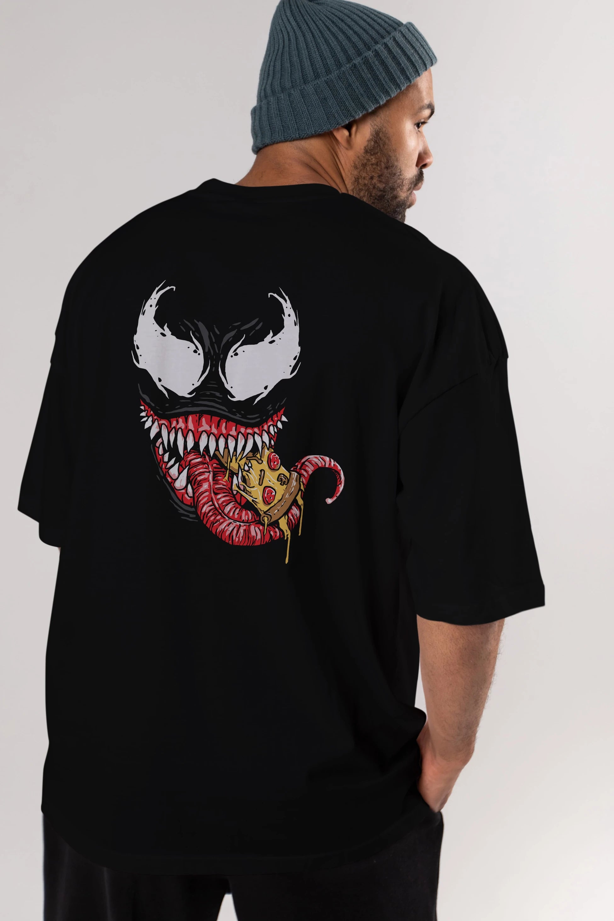 Venom (1) Arka Baskılı Oversize t-shirt Erkek Kadın Unisex %100 Pamuk Bisiklet Yaka tişort