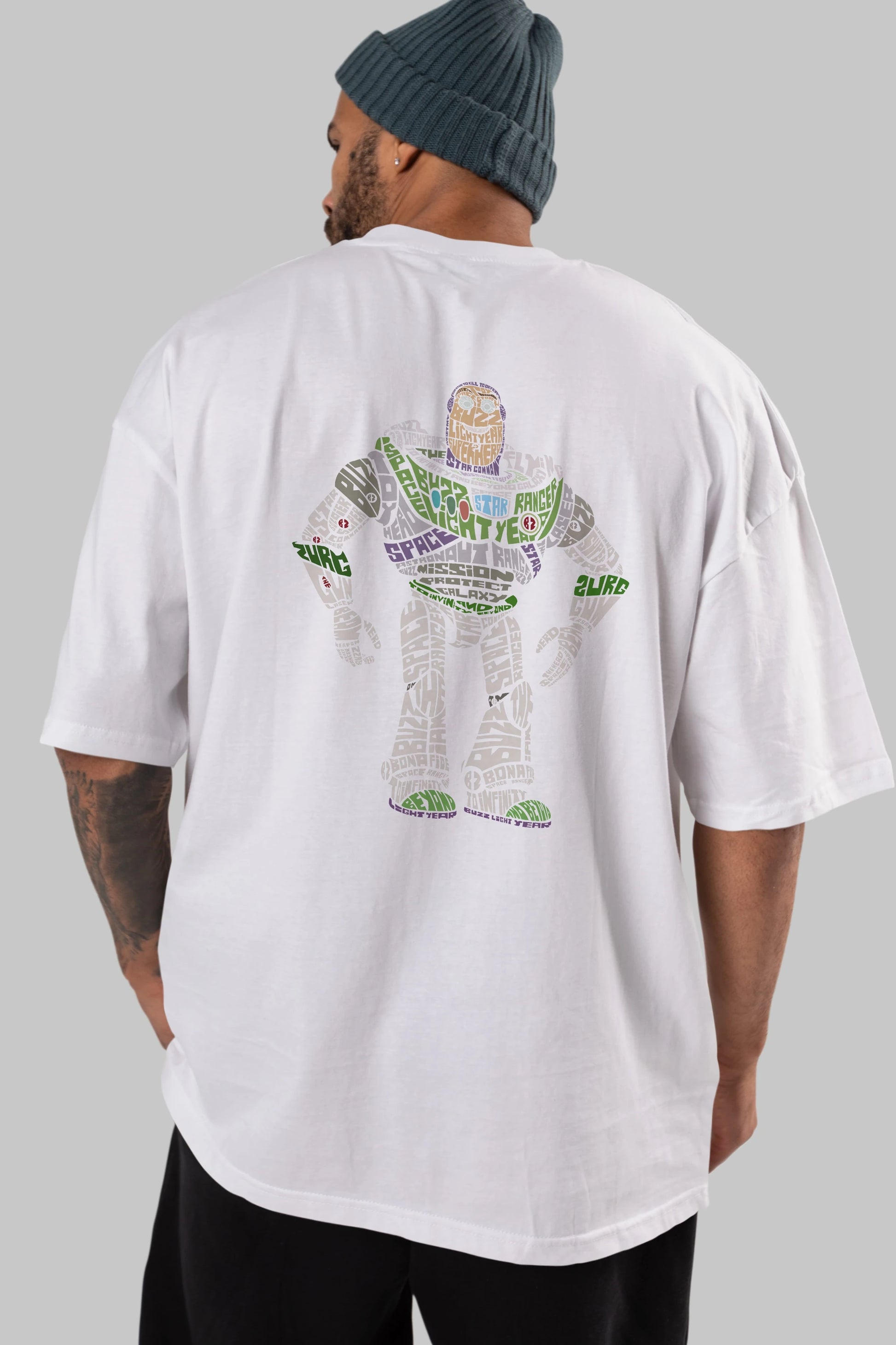 Buzz Arka Baskılı Oversize t-shirt %100 pamuk Erkek Kadın Unisex