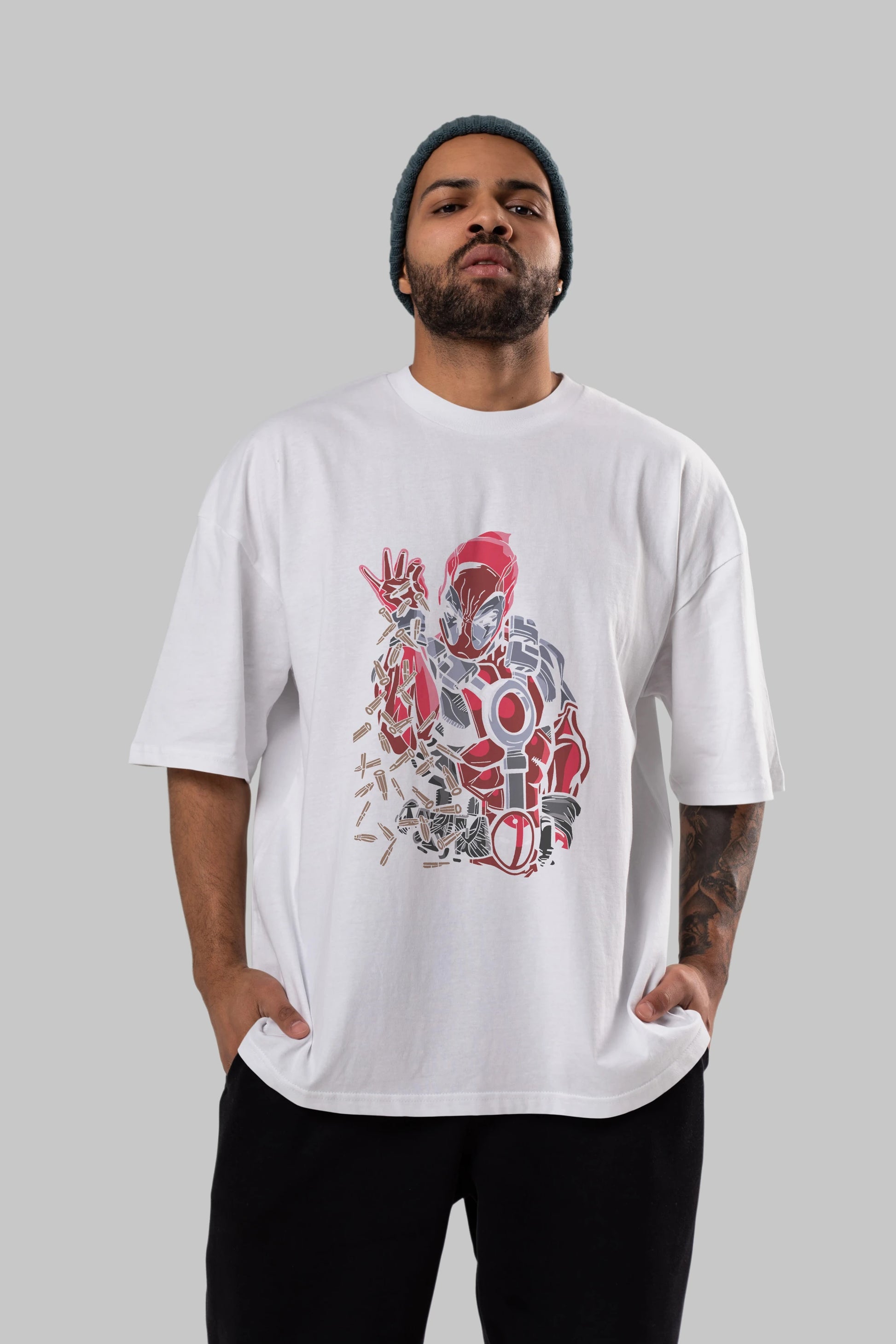 Deadpool (2) Ön Baskılı Oversize t-shirt Erkek Kadın Unisex %100 Pamuk Bisiklet Yaka tişort
