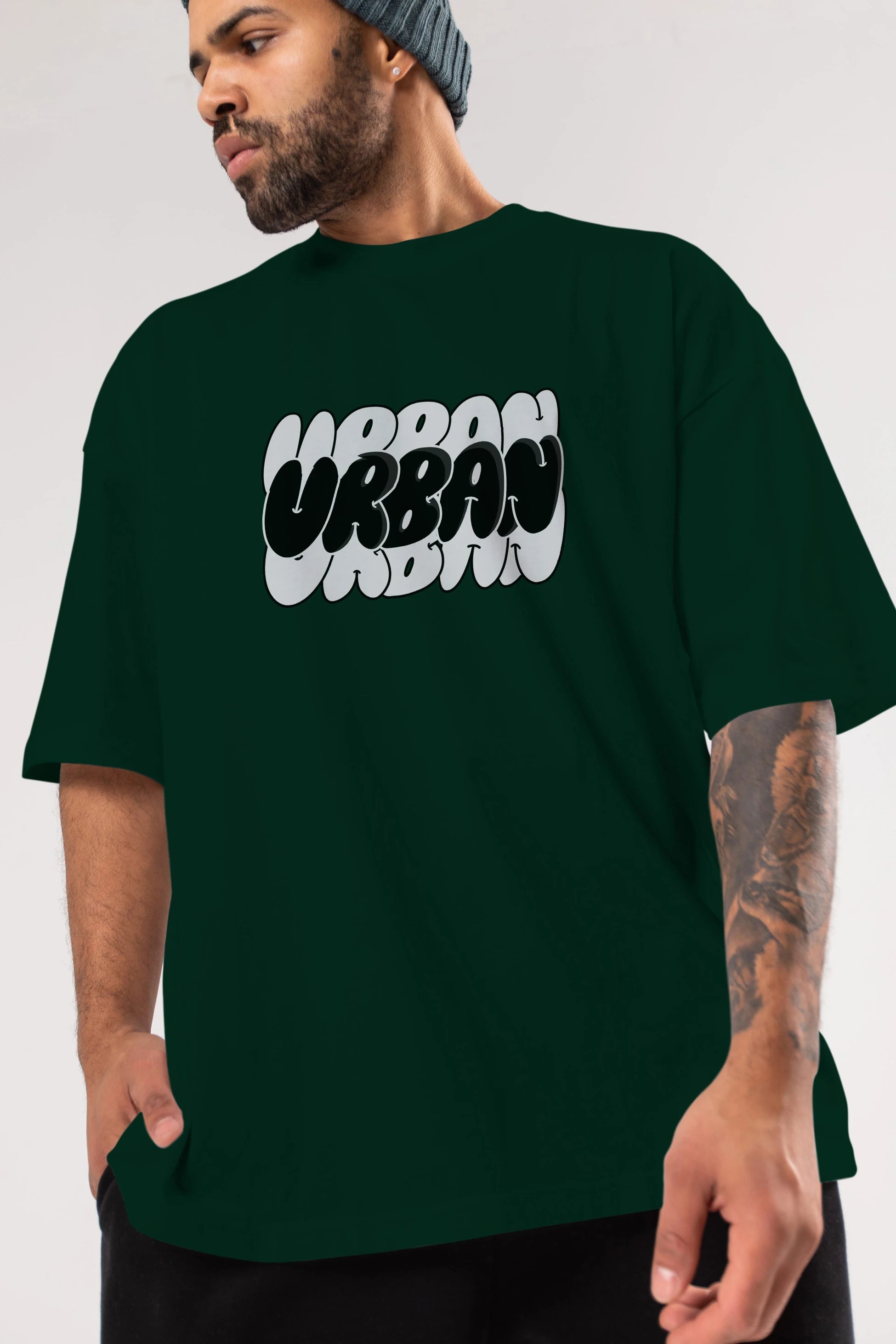 Urban Yazılı Ön Baskılı Oversize t-shirt Erkek Kadın Unisex