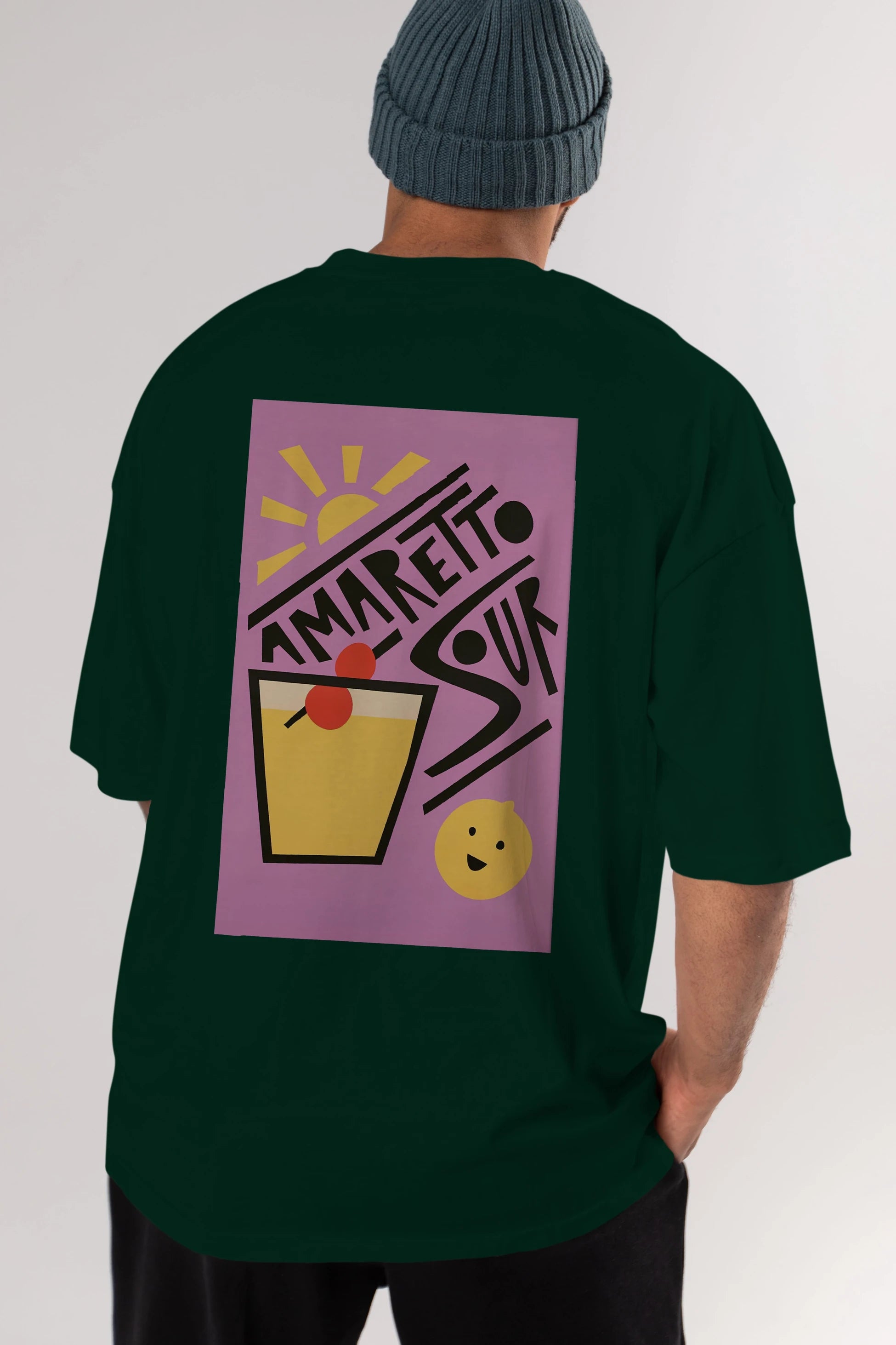 Amaretto Sour Arka Baskılı Oversize t-shirt Erkek Kadın Unisex %100 Pamuk Bisiklet Yaka tişort