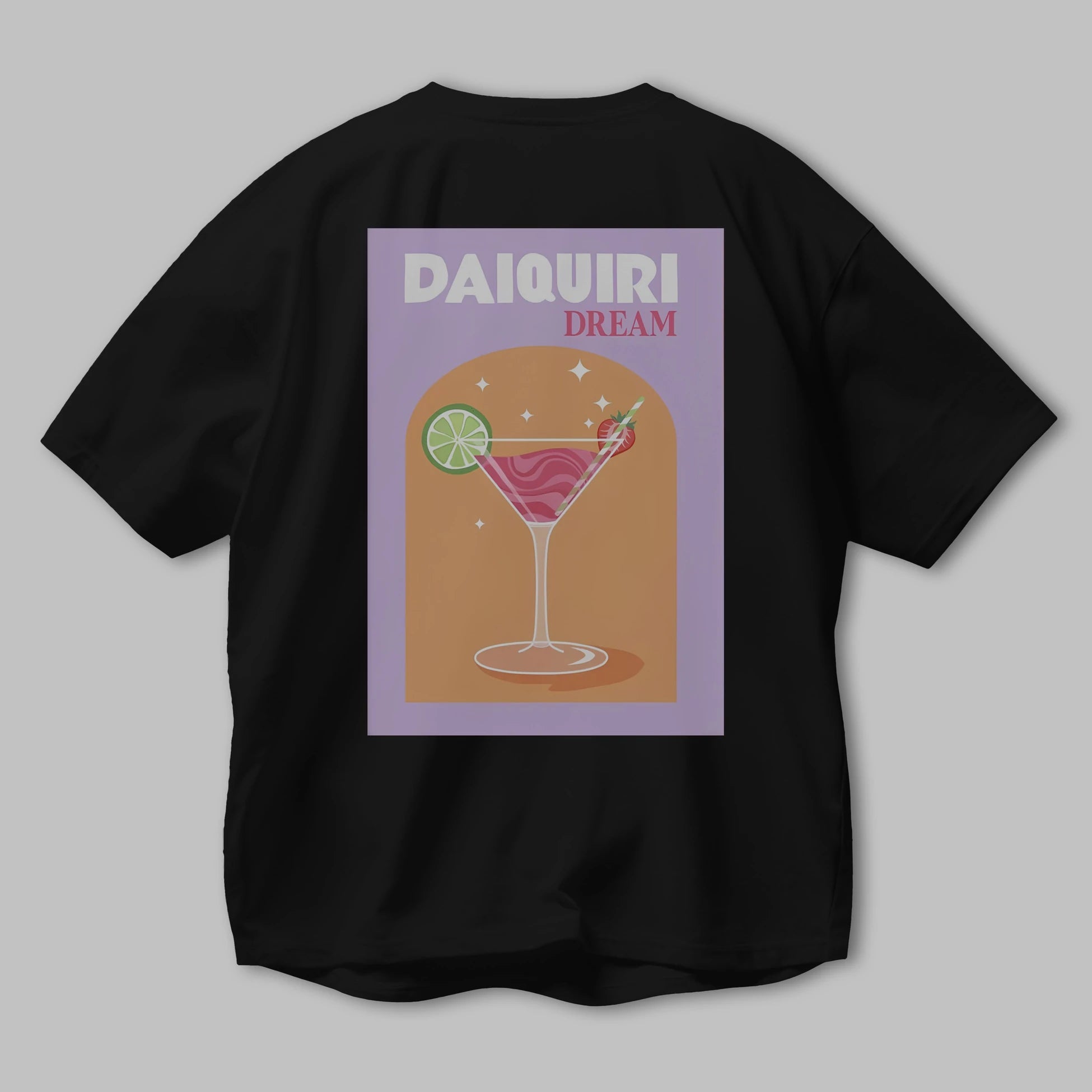Daiquiri Dream Arka Baskılı Oversize t-shirt Erkek Kadın Unisex %100 Pamuk Bisiklet Yaka tişort
