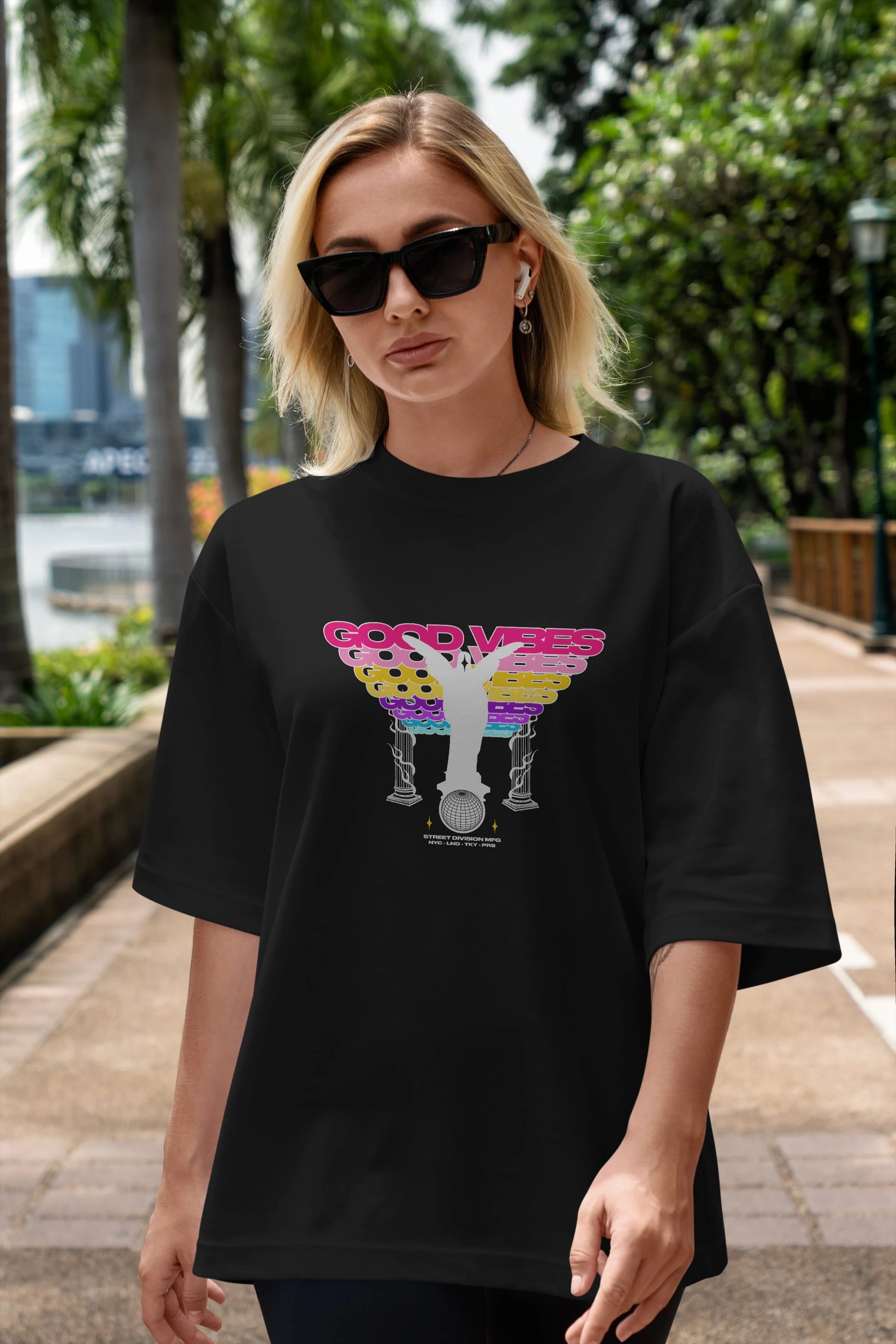 Good Vibes Ön Baskılı Oversize t-shirt Erkek Kadın Unisex