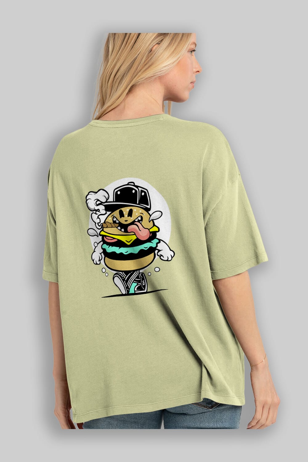 Burger Guy Arka Baskılı Oversize t-shirt Erkek Kadın Unisex %100 Pamuk tişort