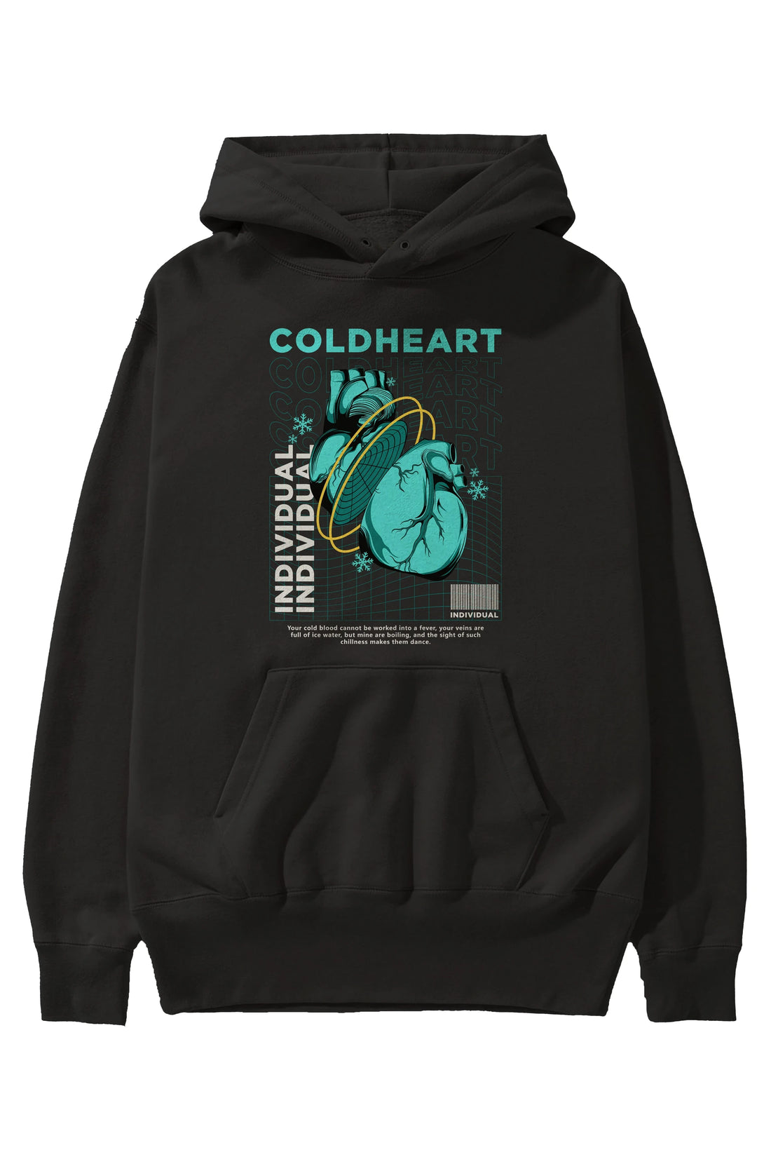 Cold Heart Ön Baskılı Hoodie Oversize Kapüşonlu Sweatshirt Erkek Kadın Unisex