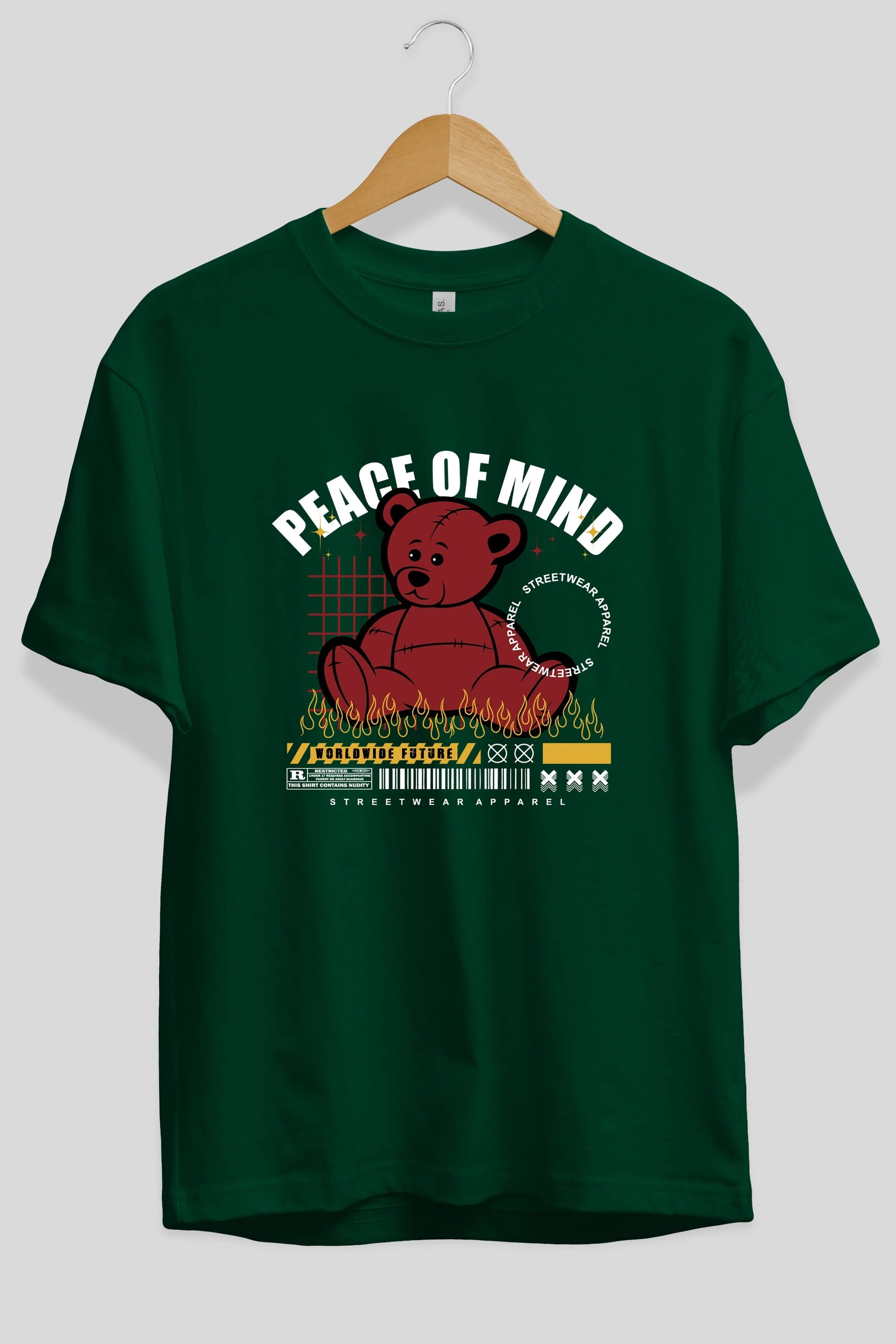 Teddy Bear Peace of Mind Ön Baskılı Oversize t-shirt Erkek Kadın Unisex