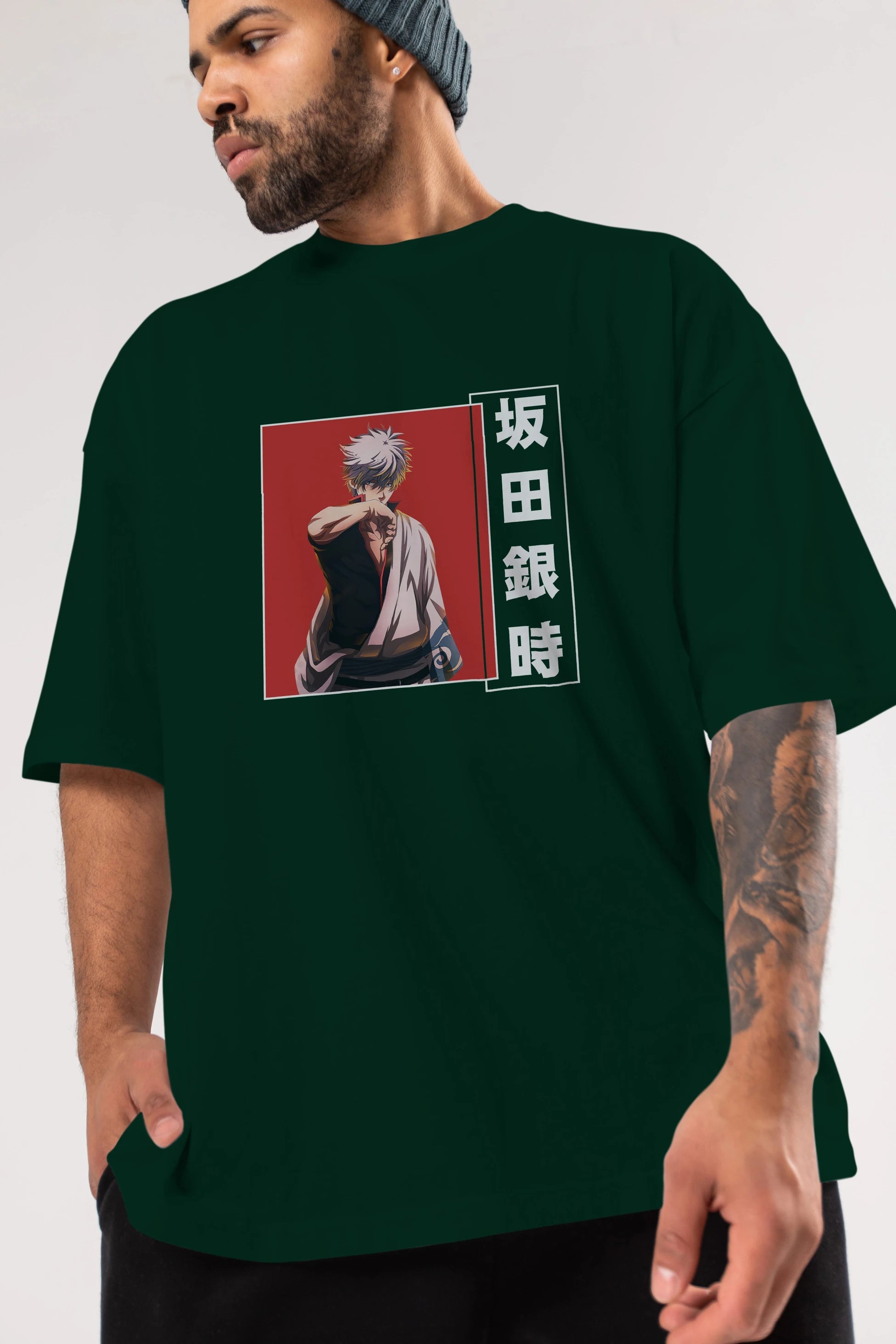 Gintoki Sakata GINTAMA 1 Anime Ön Baskılı Oversize t-shirt %100 pamuk Erkek Kadın Unisex