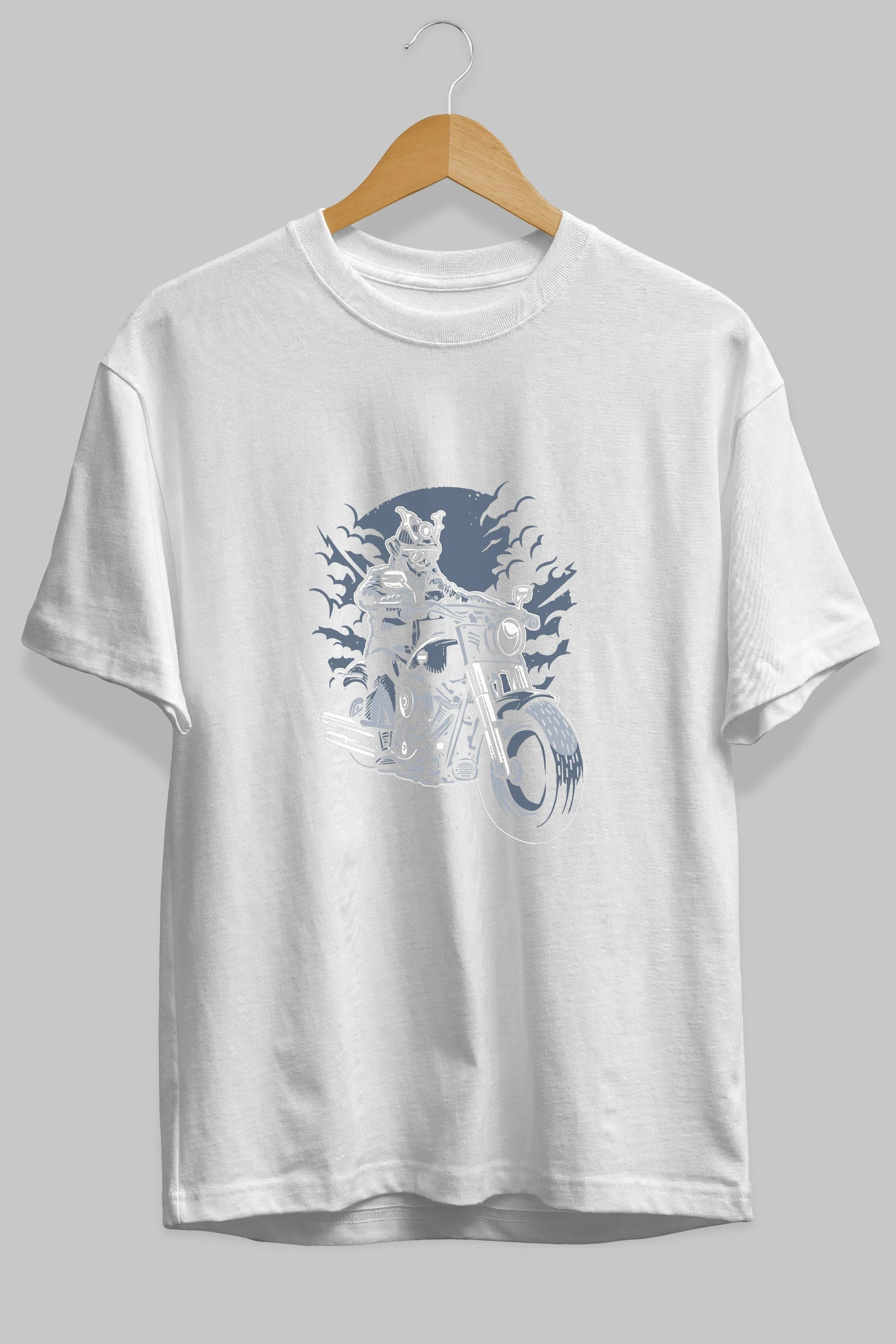 Samurai Ride Ön Baskılı Oversize t-shirt Erkek Kadın Unisex %100 Pamuk tişort