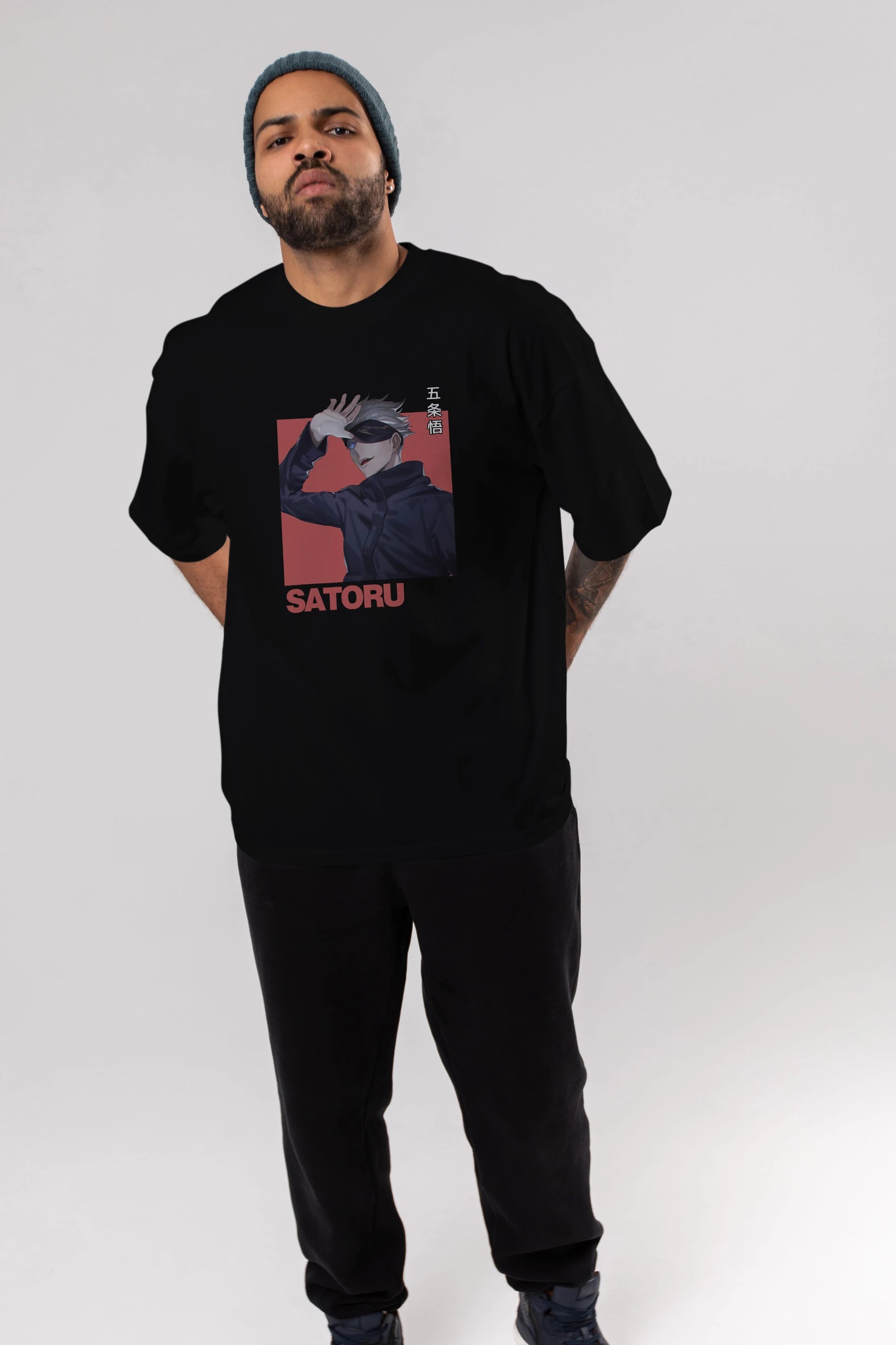 SATORU GOJO 2 Anime Ön Baskılı Oversize t-shirt %100 pamuk Erkek Kadın Unisex