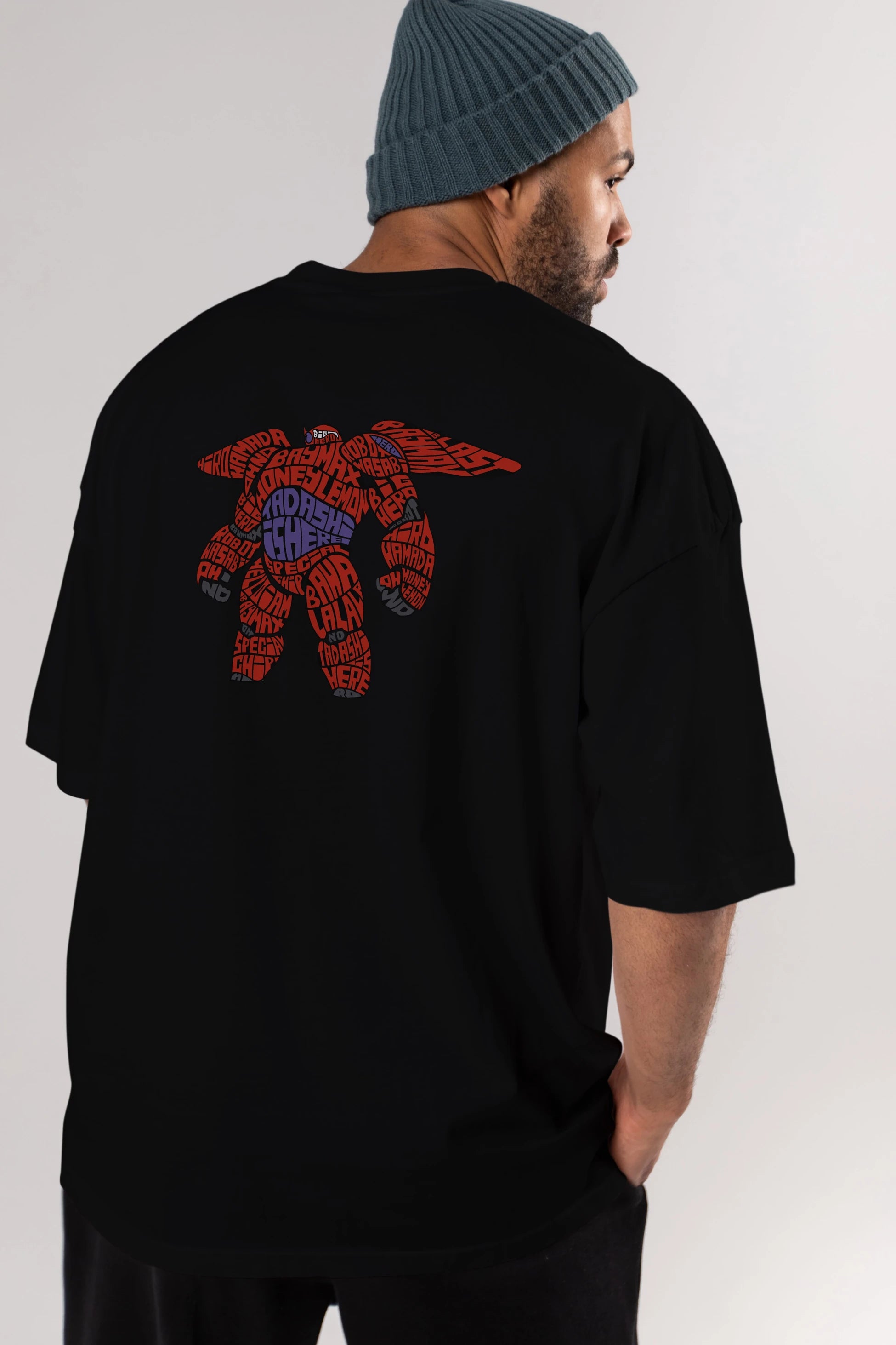 Baymax Arka Baskılı Oversize t-shirt %100 pamuk Erkek Kadın Unisex