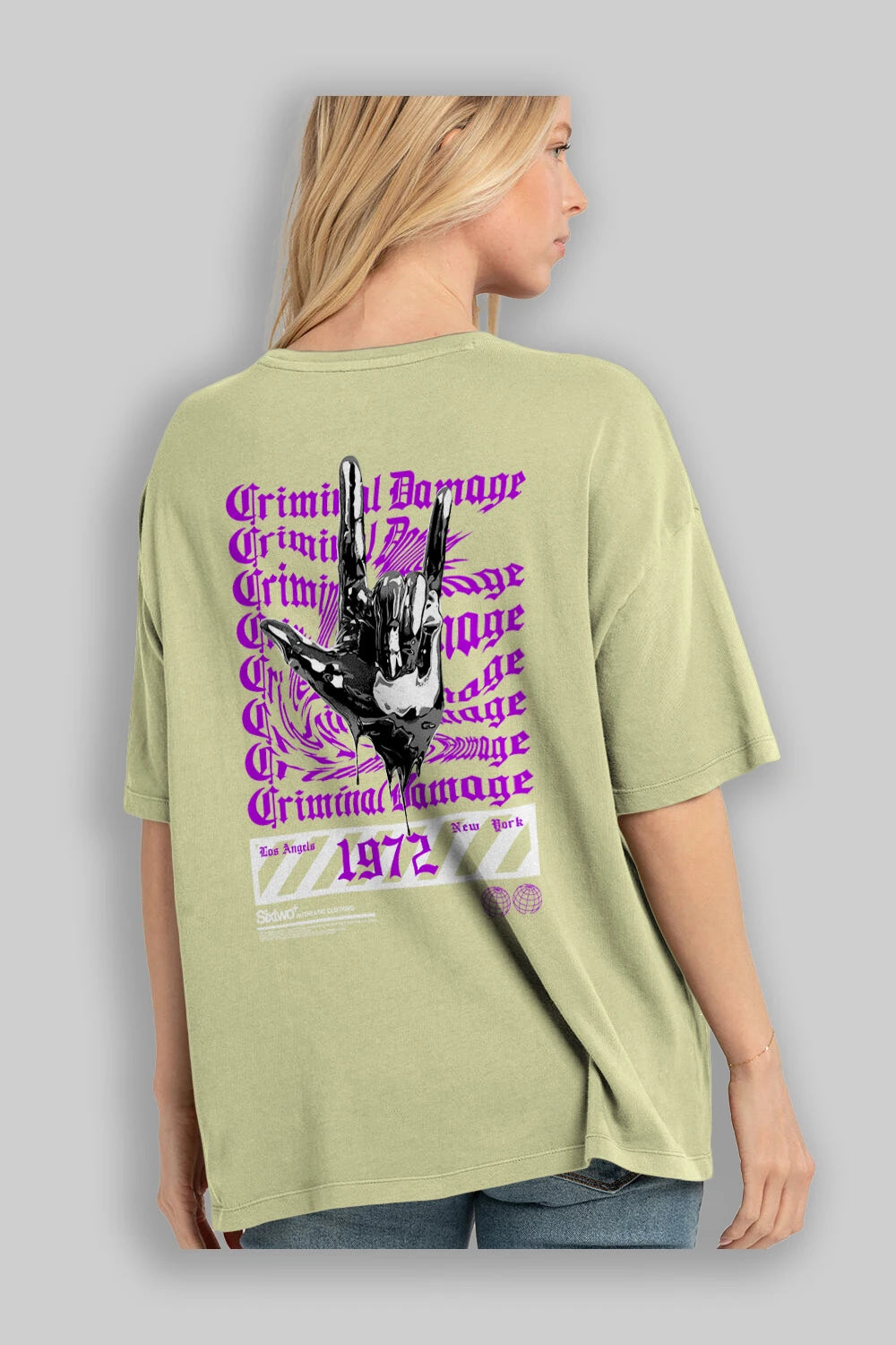 Criminal Damage 2 Arka Baskılı Oversize t-shirt Erkek Kadın Unisex
