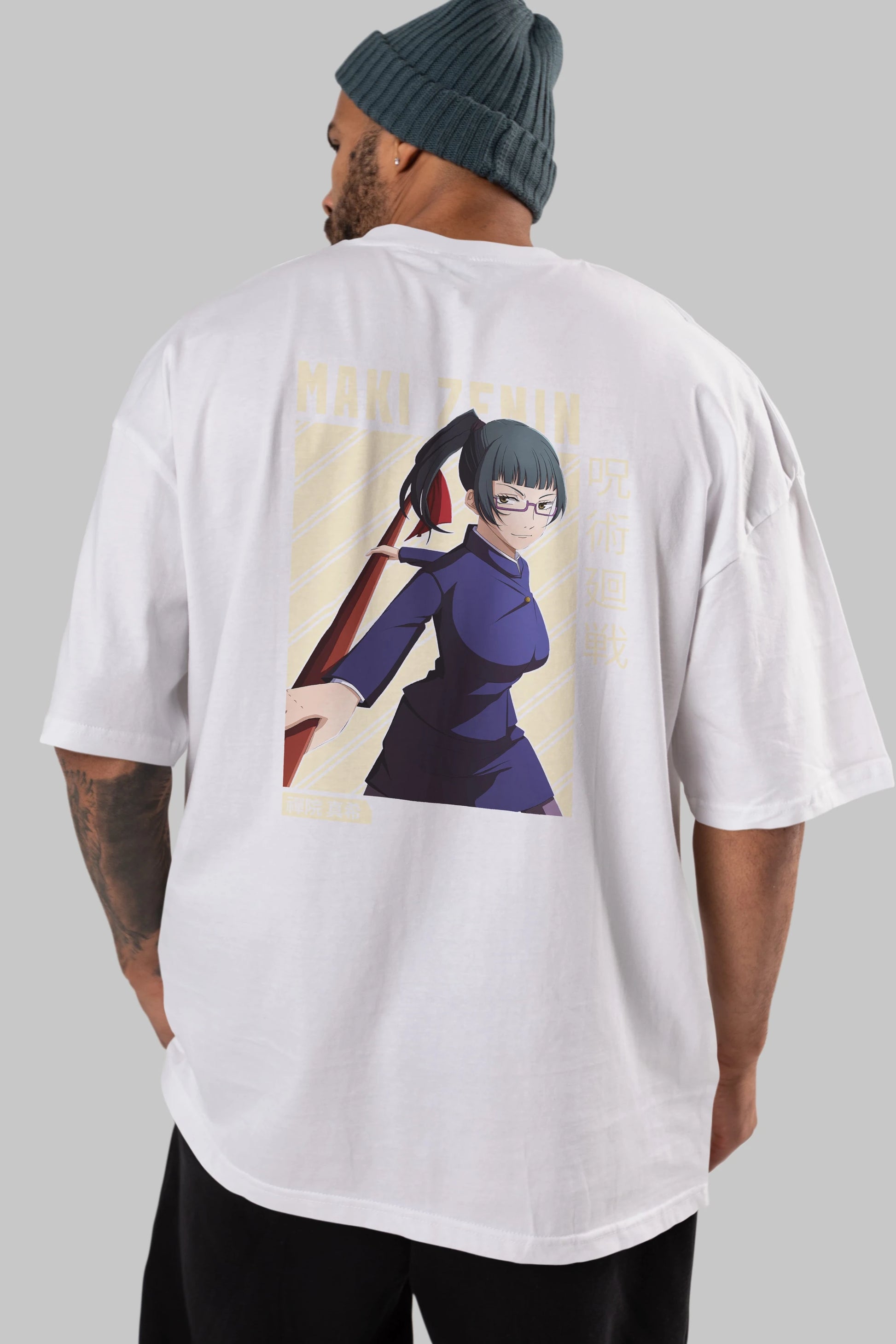Maki Zenin CHAİNSAWMAN Anime Arka Baskılı Oversize t-shirt Erkek Kadın Unisex