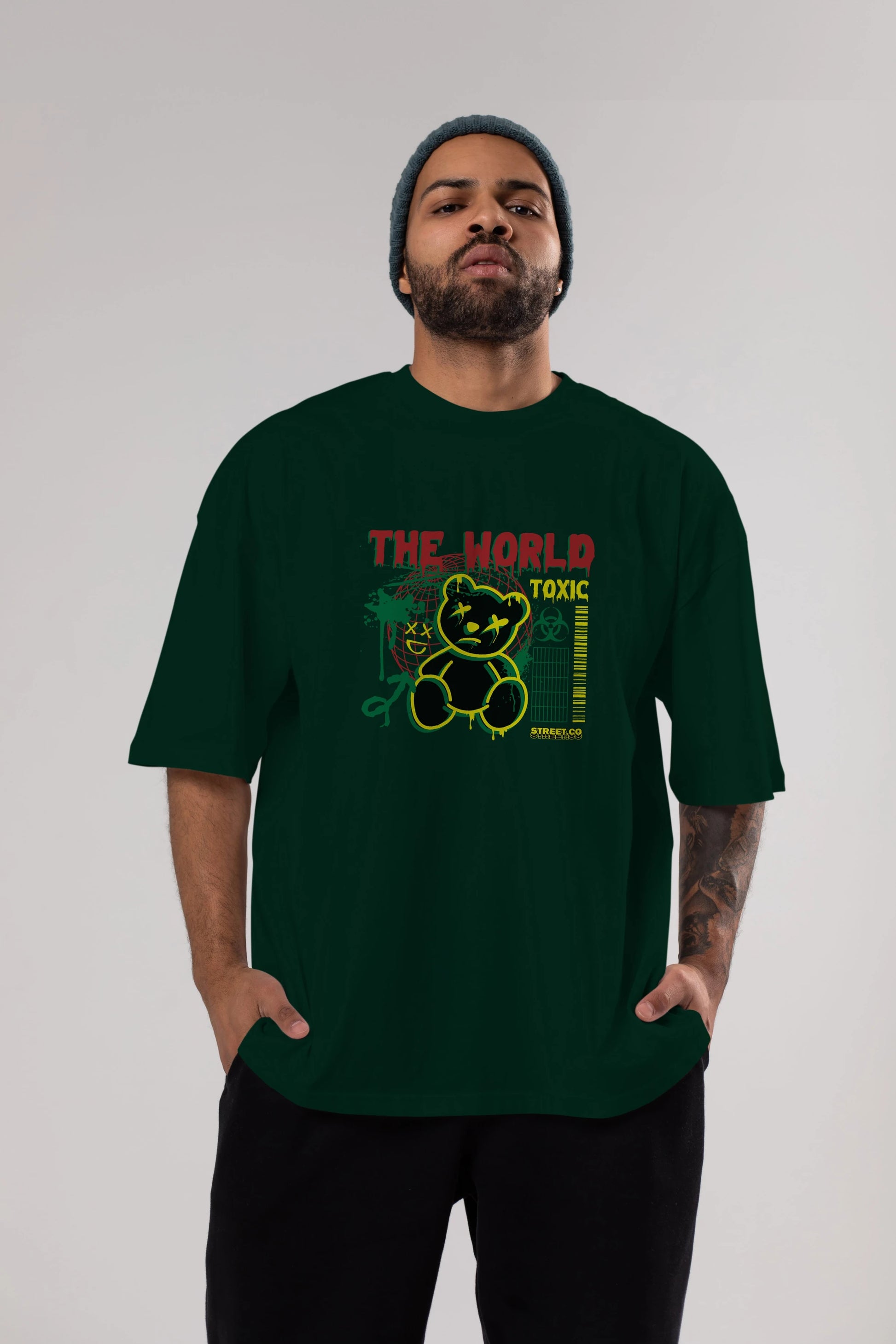 The World Toxic Bear Ön Baskılı Oversize t-shirt Erkek Kadın Unisex