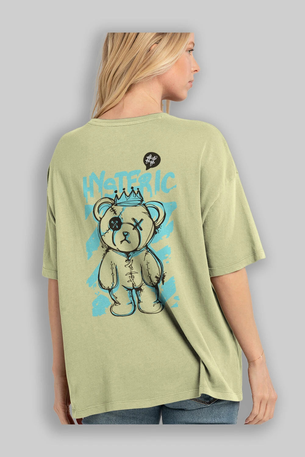 Hysteric Bear Arka Baskılı Oversize t-shirt Erkek Kadın Unisex