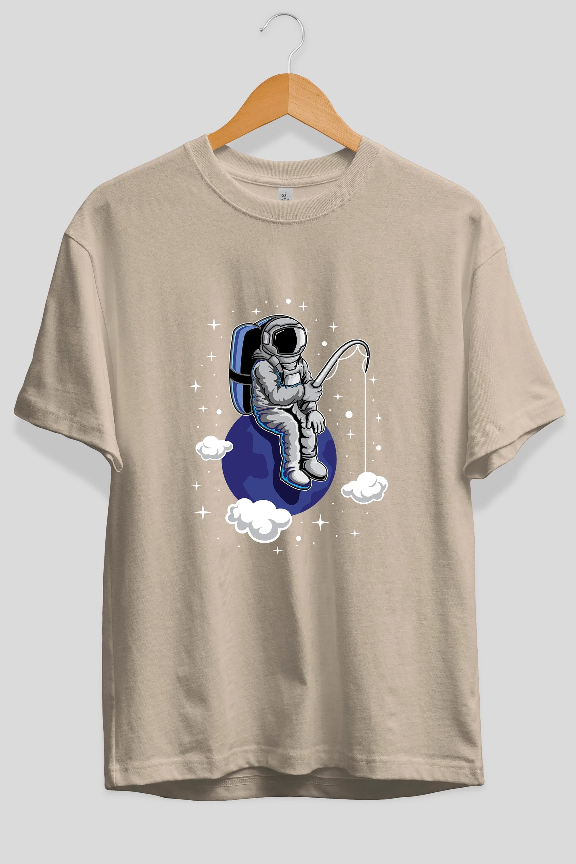 Astronaut Fishing (2) Ön Baskılı Oversize t-shirt Erkek Kadın Unisex