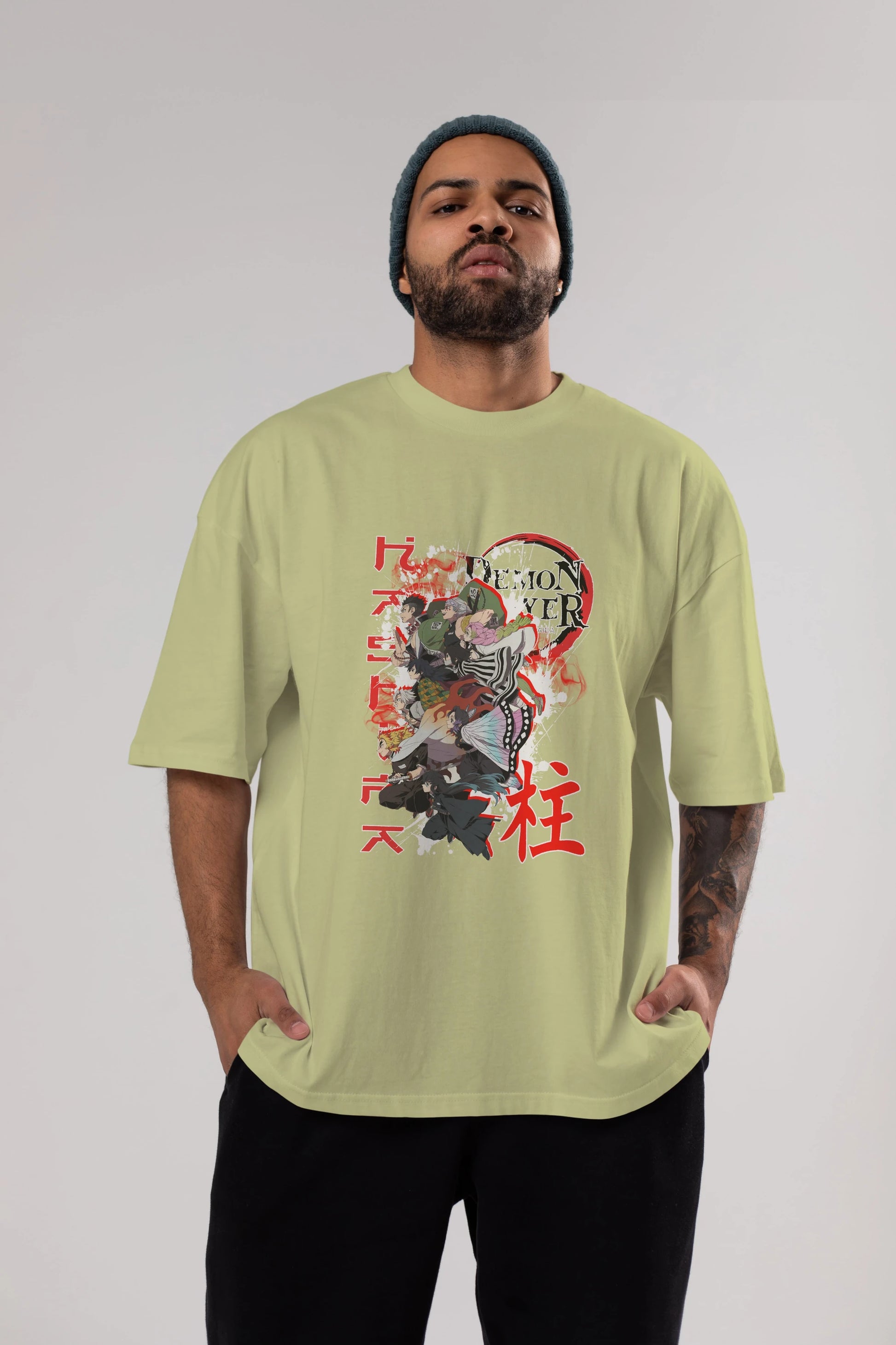 DEMON SLAYER SLAYERS Anime Ön Baskılı Oversize t-shirt %100 pamuk Erkek Kadın Unisex