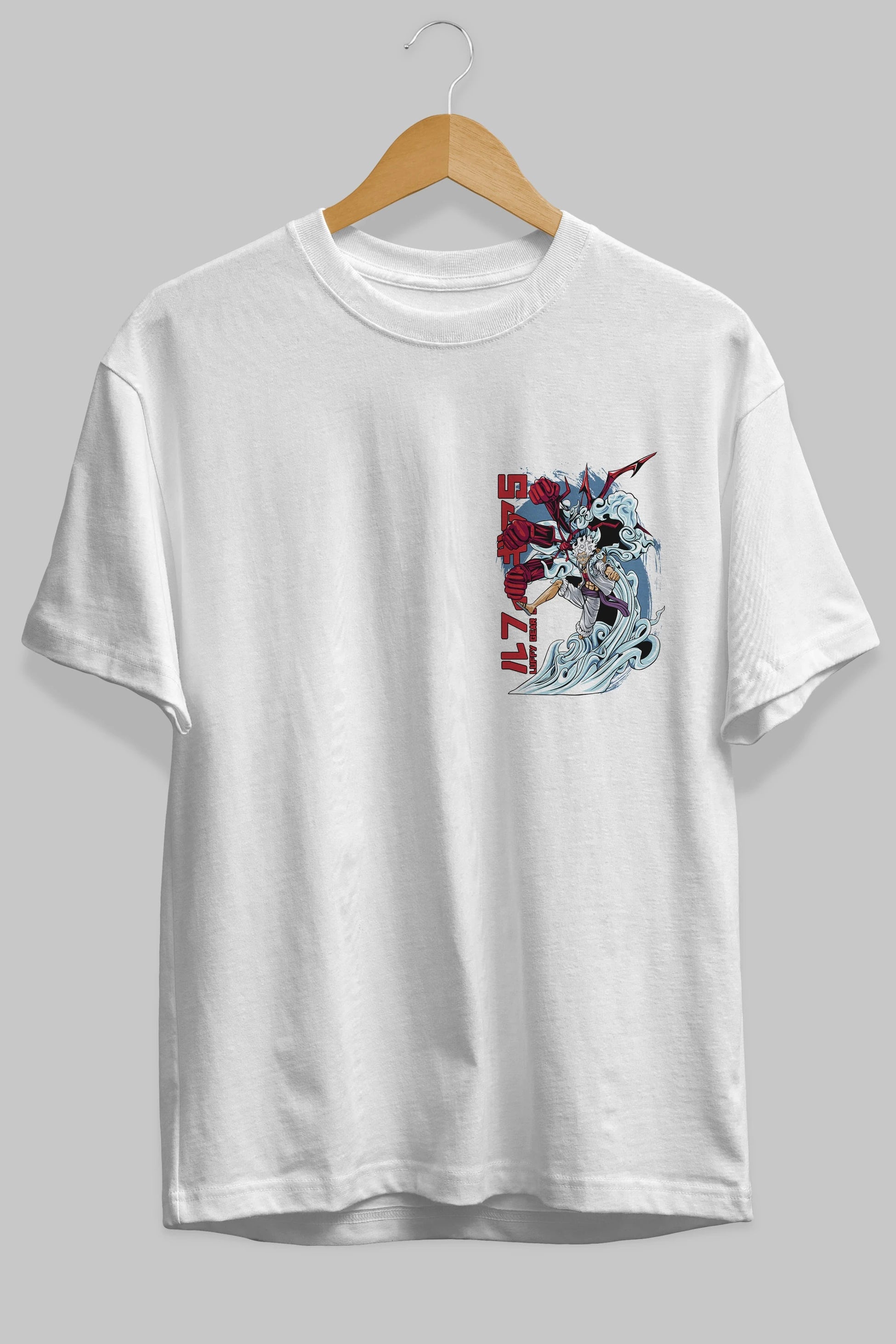 MONKEY D. LUFFY GEAR5 2 Ön Sol Baskılı Oversize t-shirt Erkek Kadın Unisex %100 Pamuk Bisiklet Yaka tişort