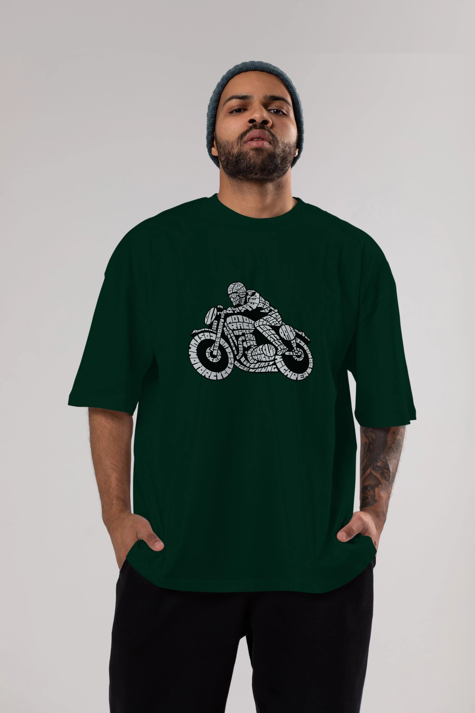 Caferacer Ön Baskılı Oversize t-shirt %100 pamuk Erkek Kadın Unisex