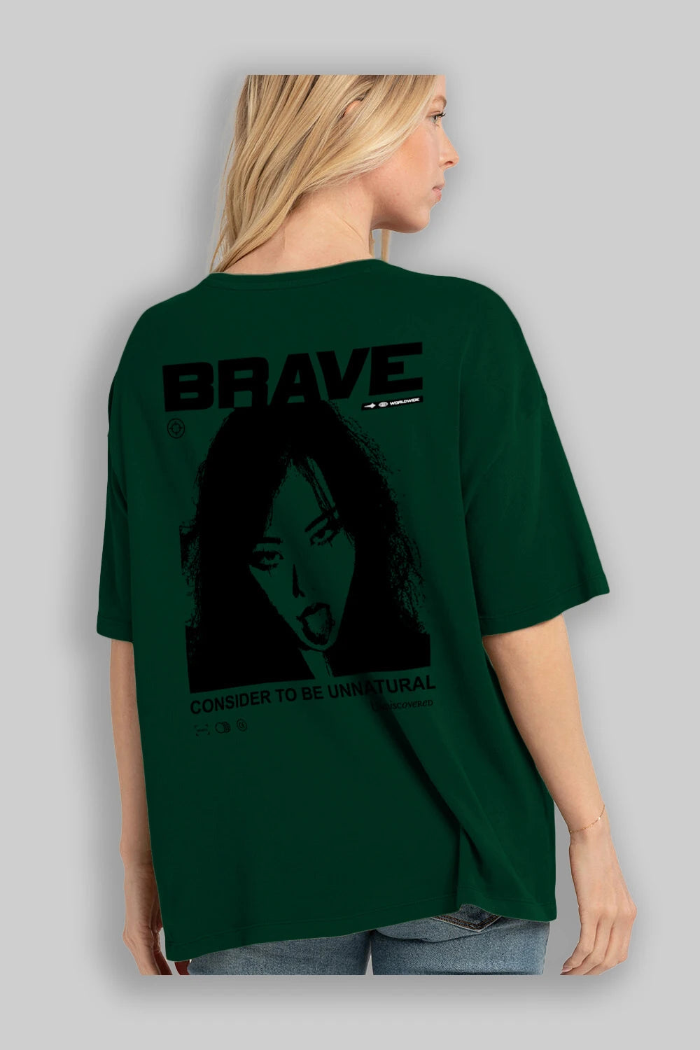 Brave Arka Baskılı Oversize t-shirt Erkek Kadın Unisex