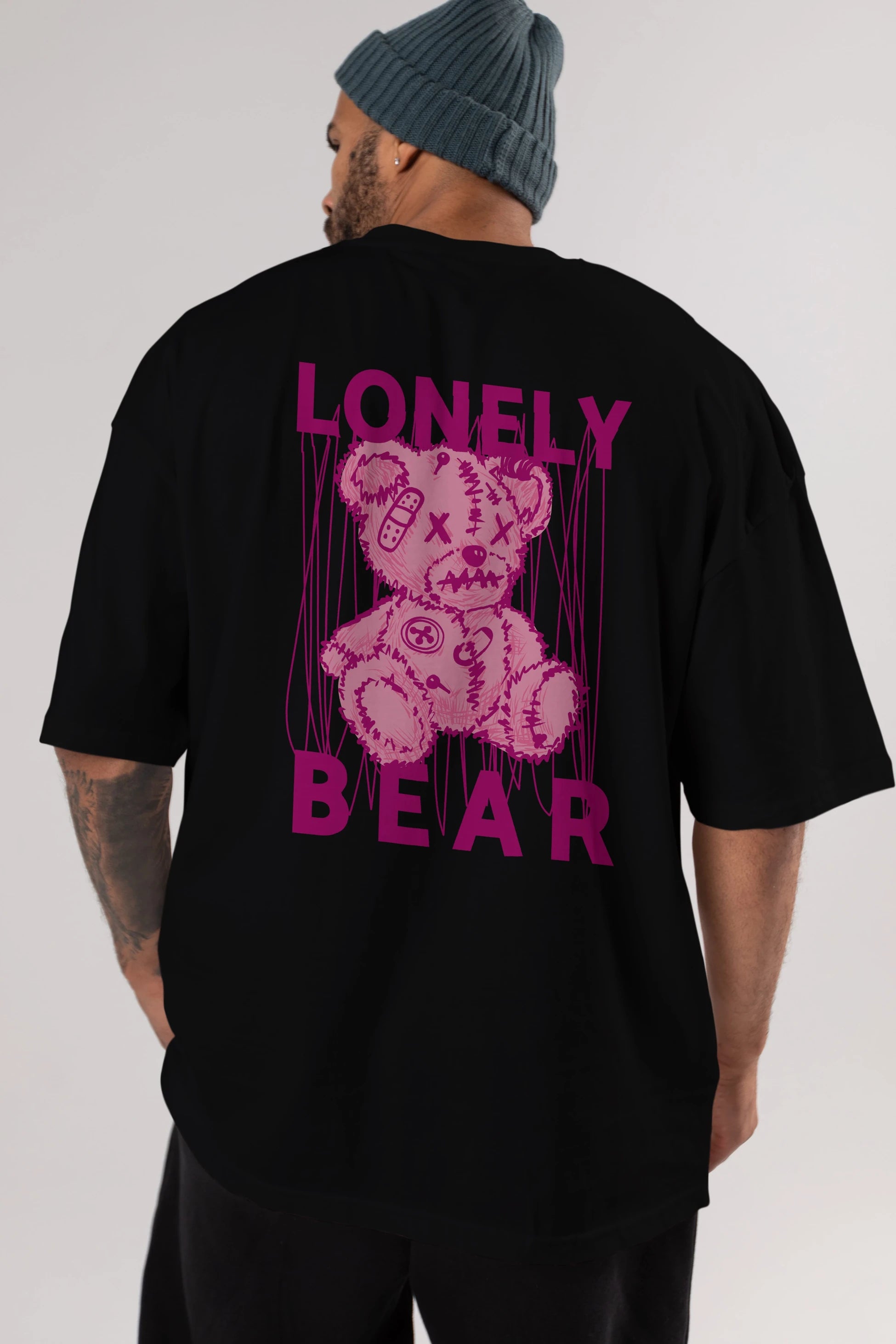 Lonely Bear Arka Baskılı Oversize t-shirt Erkek Kadın Unisex