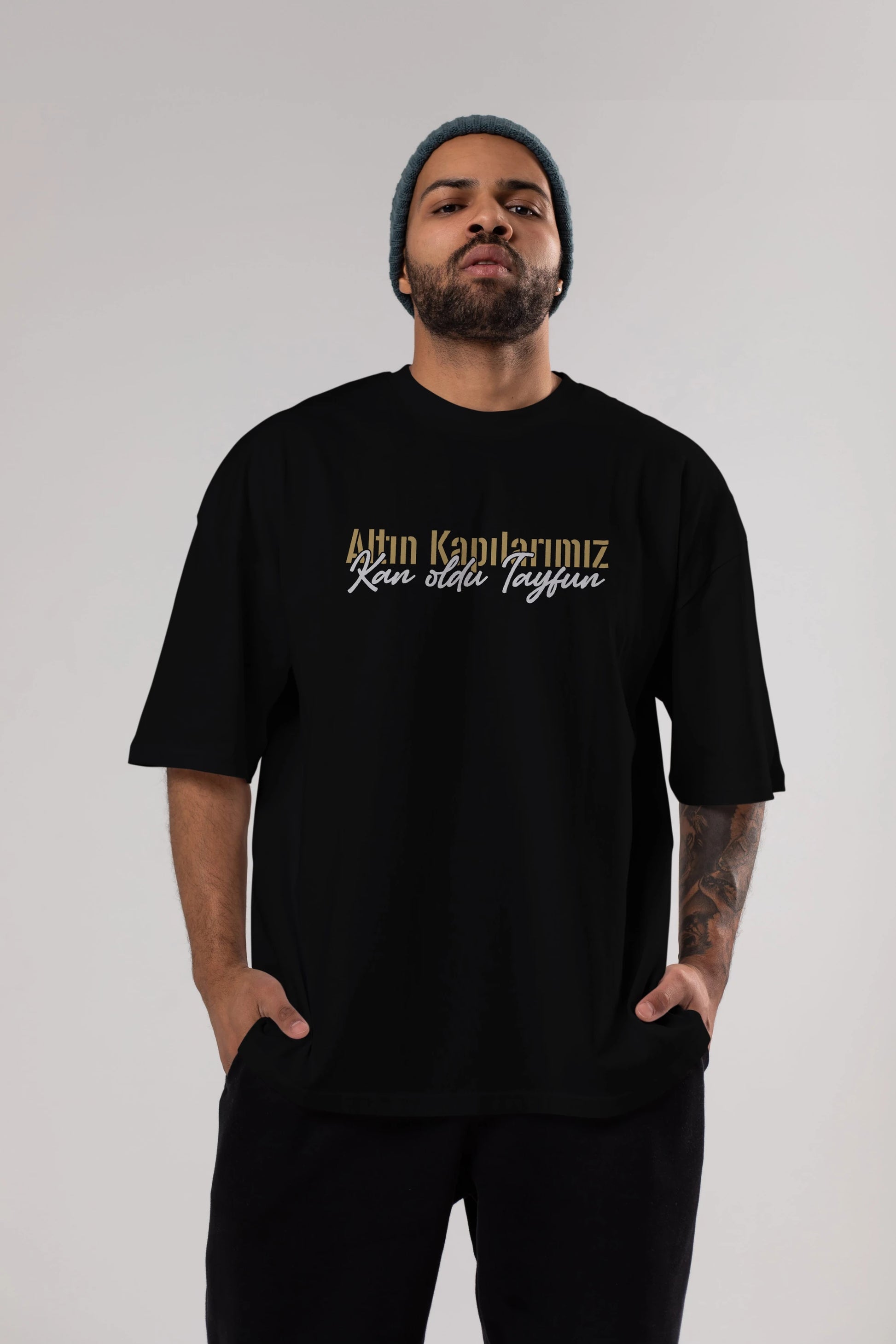 Altın Kapılarımız Kan Oldu Ön Baskılı Oversize t-shirt %100 pamuk Erkek Kadın Unisex