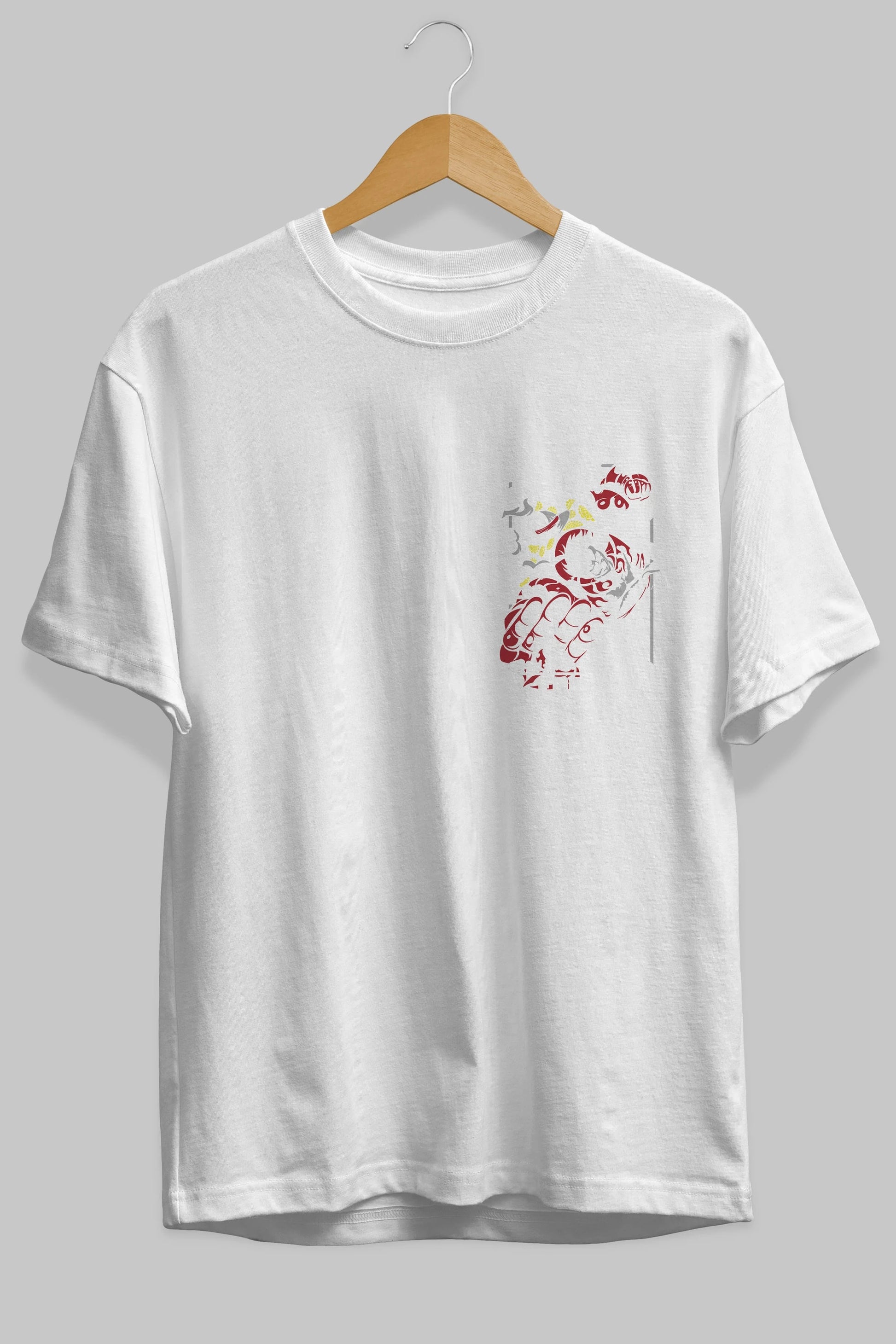 LUFFY gear fourth Ön Sol Baskılı Oversize t-shirt Erkek Kadın Unisex %100 Pamuk Bisiklet Yaka tişort