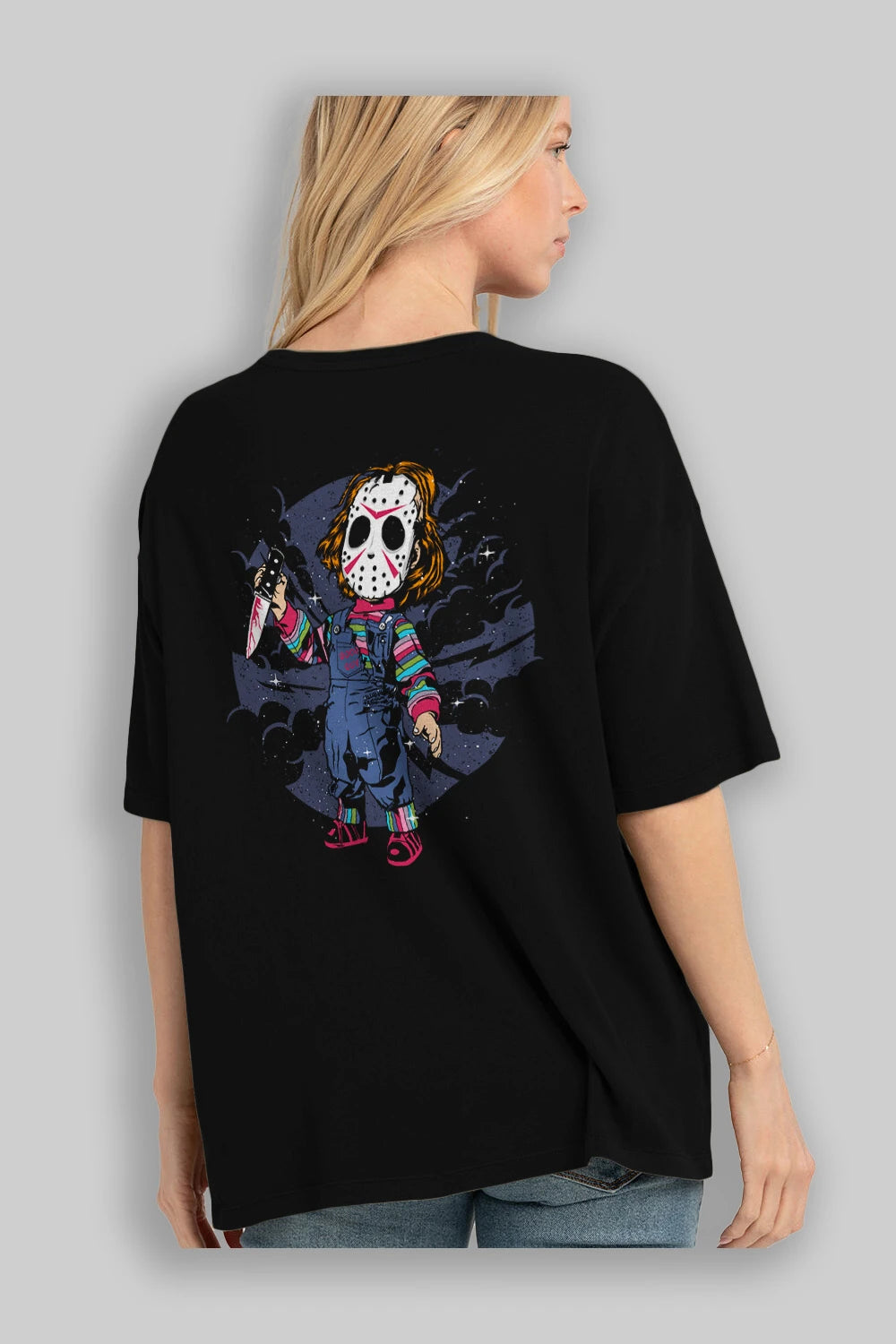 Chucky Arka Baskılı Oversize t-shirt Erkek Kadın Unisex %100 Pamuk