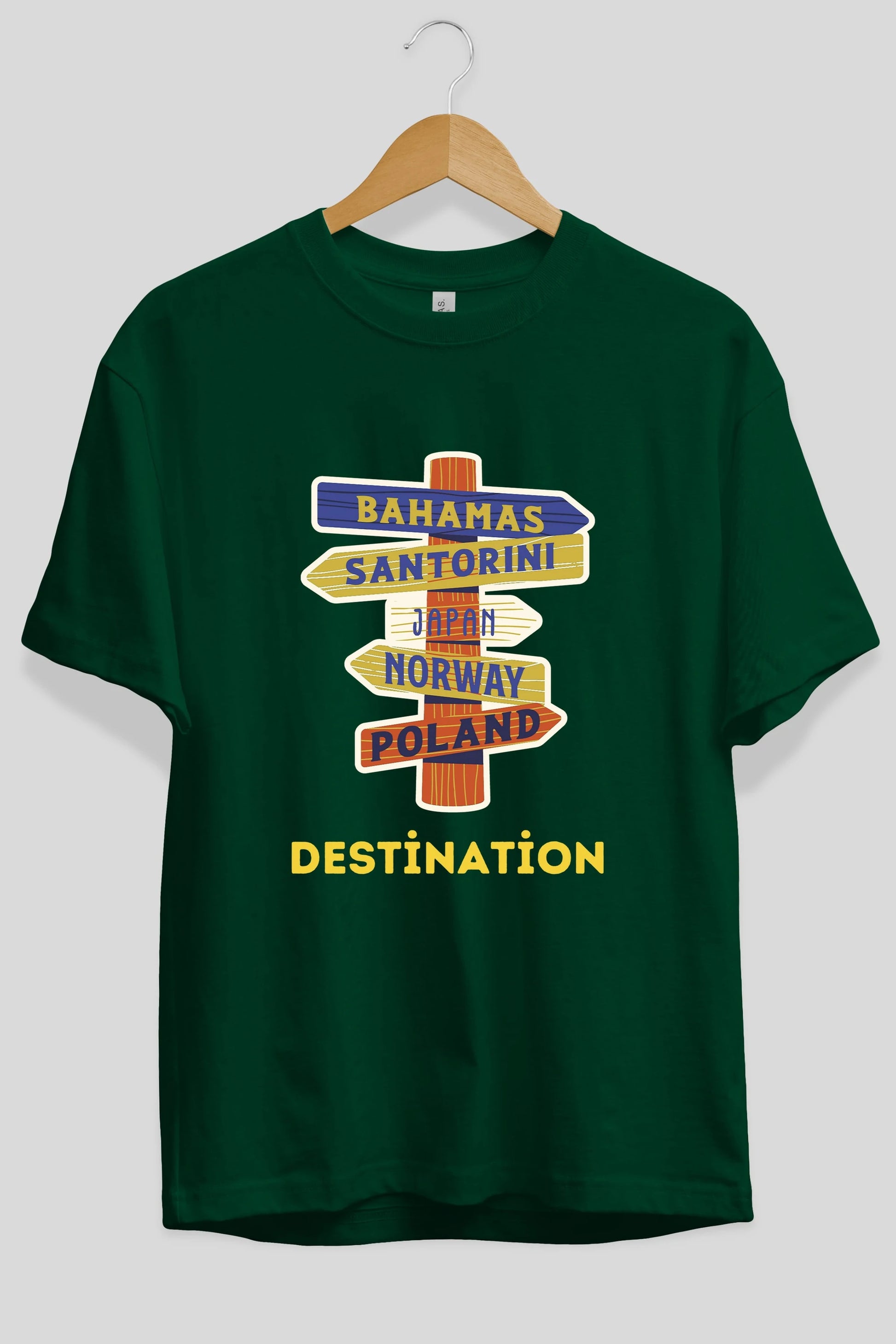 Destination Yazılı Ön Baskılı Oversize t-shirt Erkek Kadın Unisex