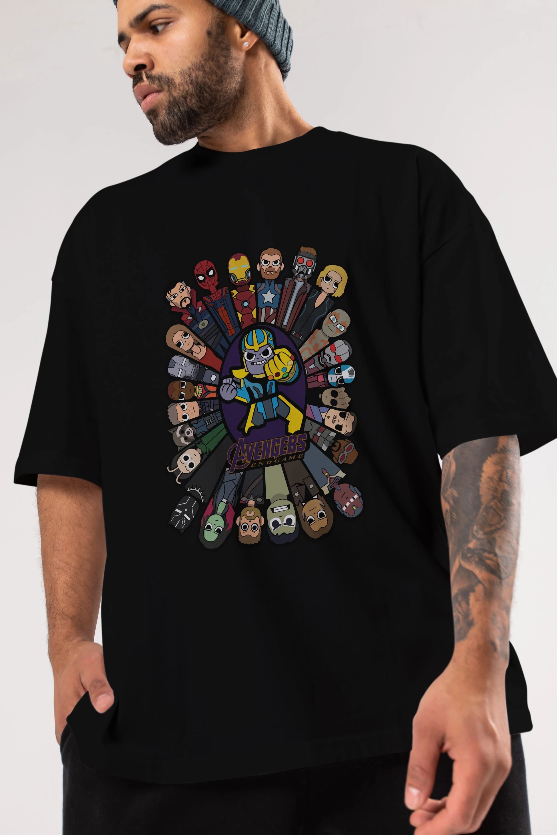 The Avengers (2) Ön Baskılı Oversize t-shirt Erkek Kadın Unisex %100 Pamuk Bisiklet Yaka tişort