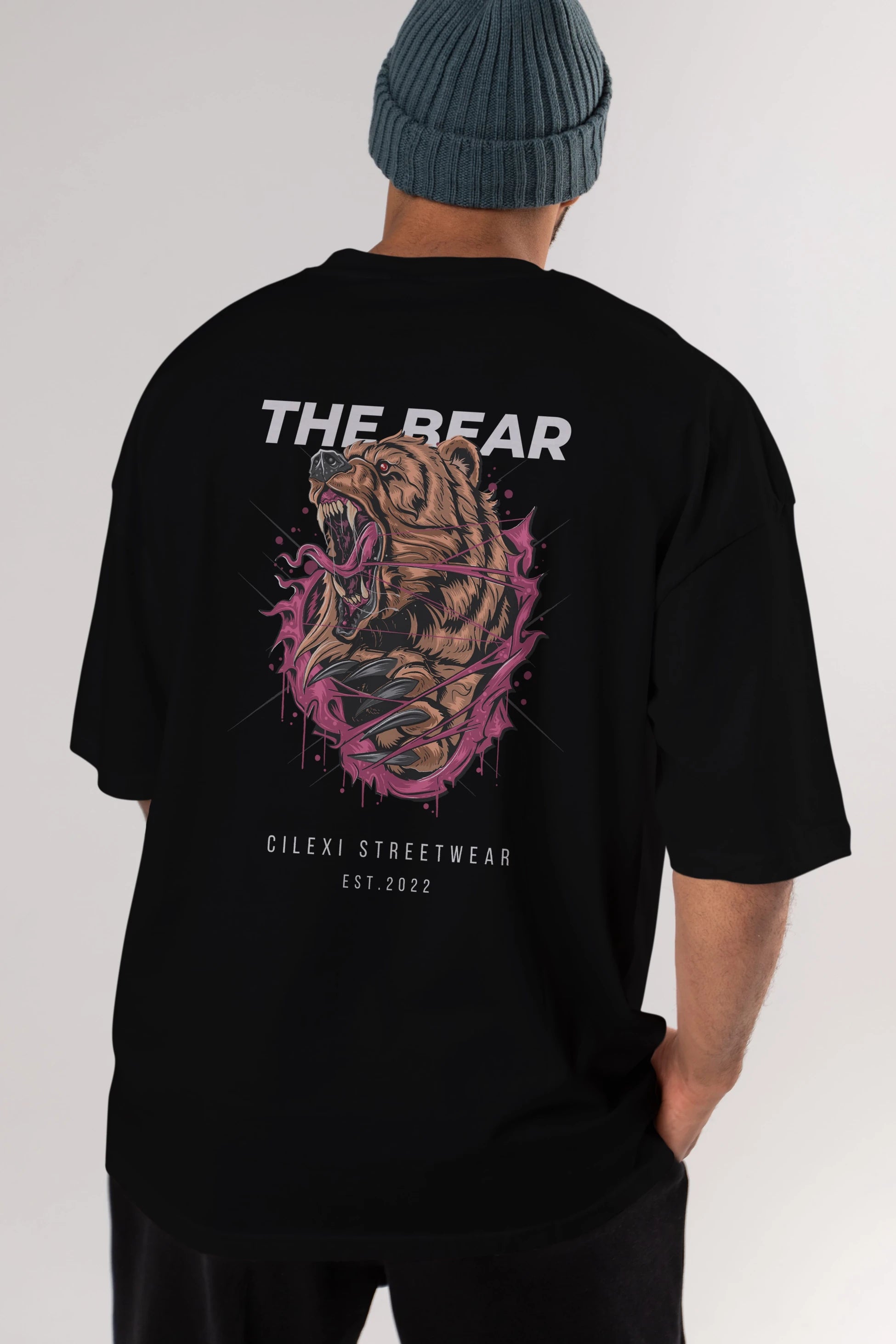 The Bear Arka Baskılı Oversize t-shirt Erkek Kadın Unisex %100 Pamuk