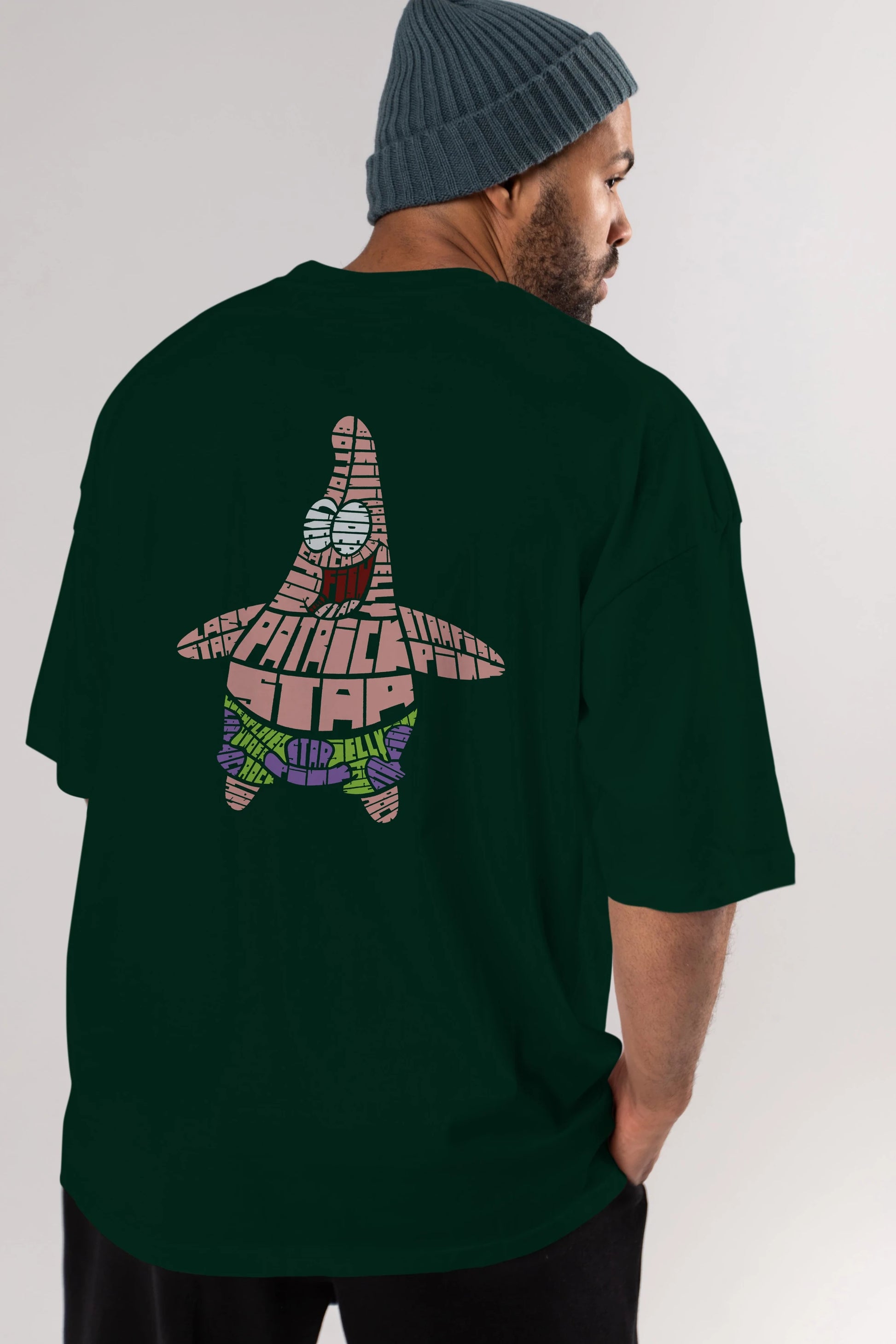 Patrick Star Arka Baskılı Oversize t-shirt %100 pamuk Erkek Kadın Unisex