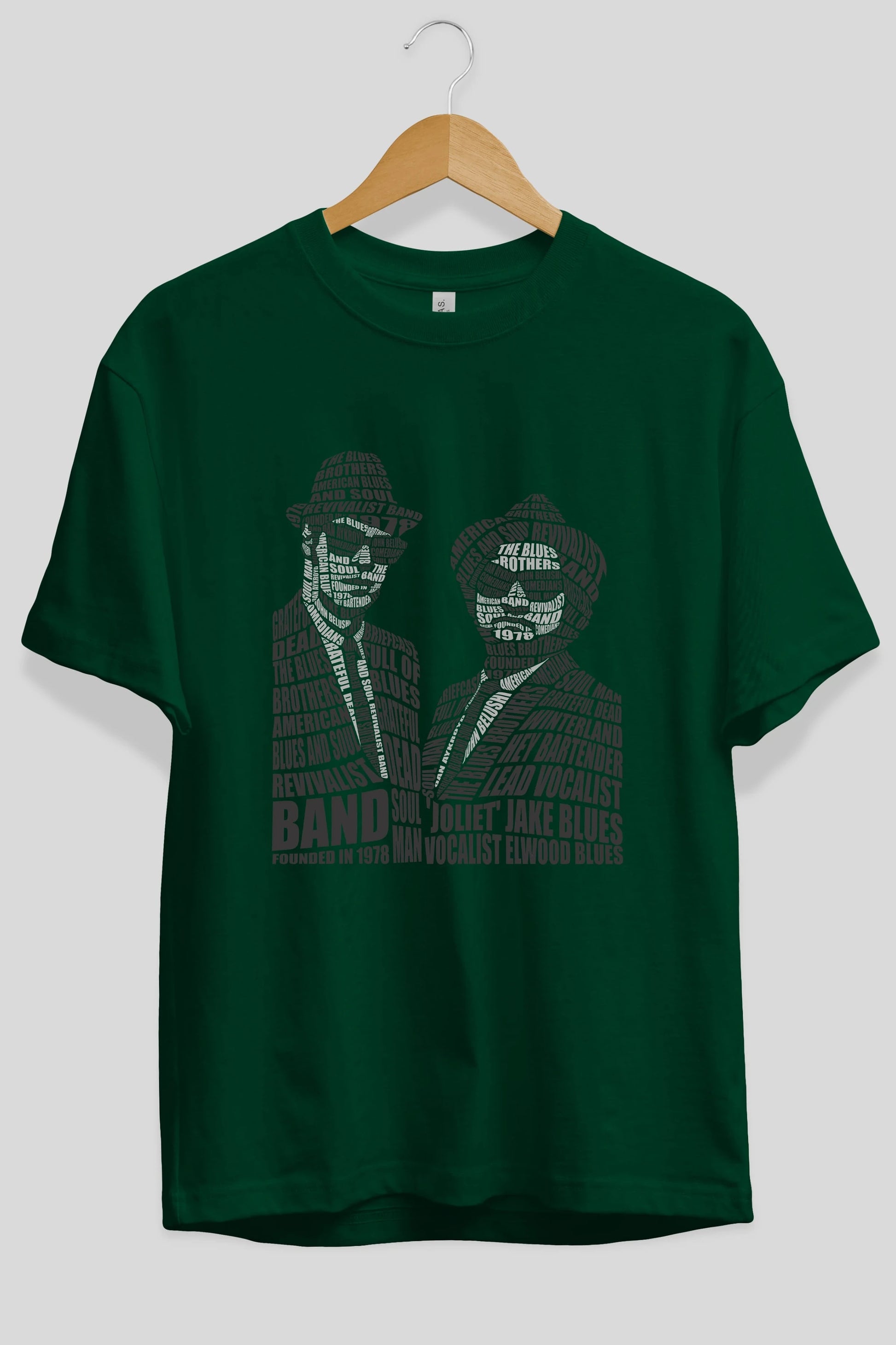 Blues Brothers Calligram Ön Baskılı Oversize t-shirt %100 pamuk Erkek Kadın Unisex