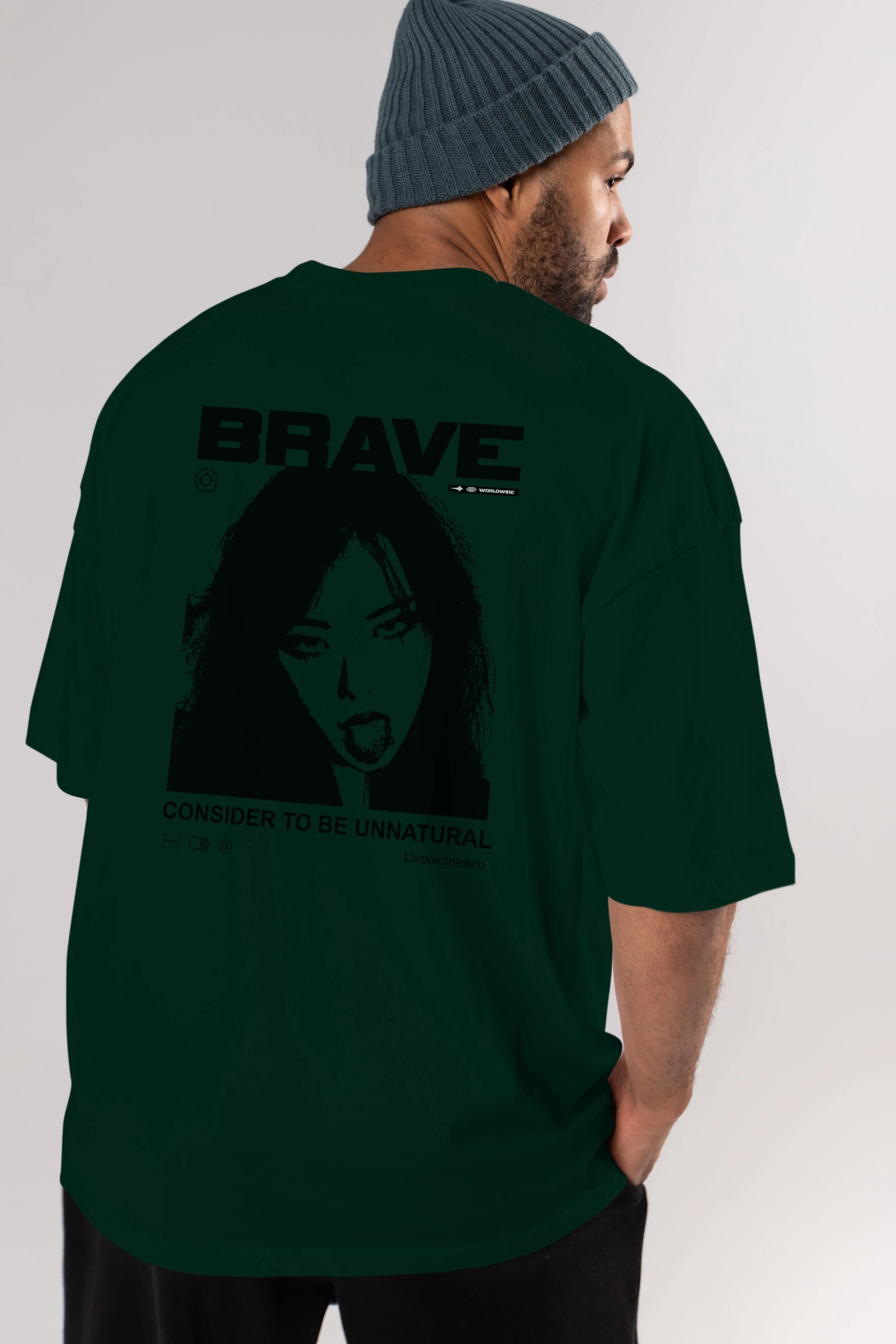 Brave Arka Baskılı Oversize t-shirt Erkek Kadın Unisex