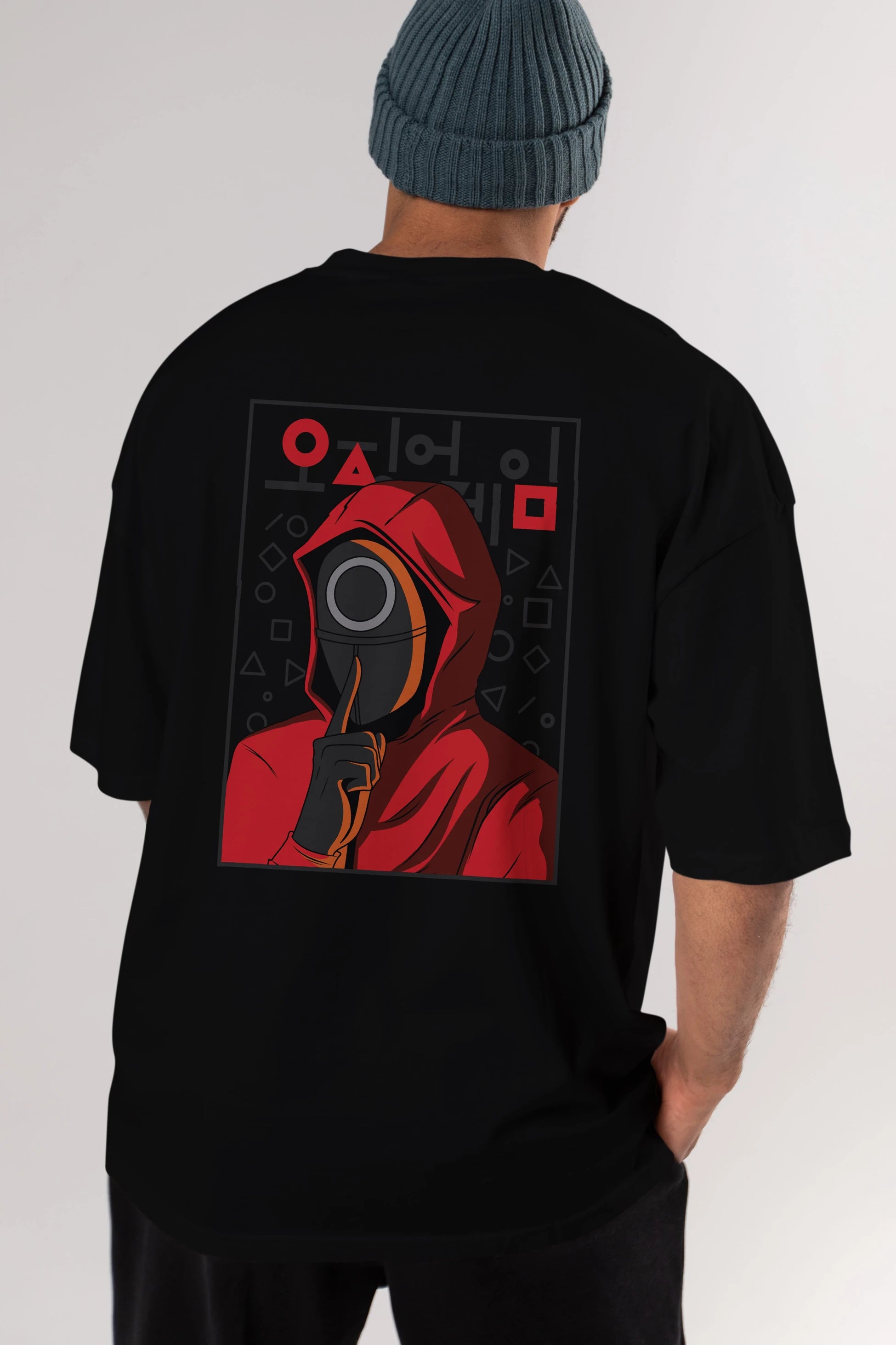 Squid Game (5) Arka Baskılı Oversize t-shirt Erkek Kadın Unisex %100 Pamuk Bisiklet Yaka tişort