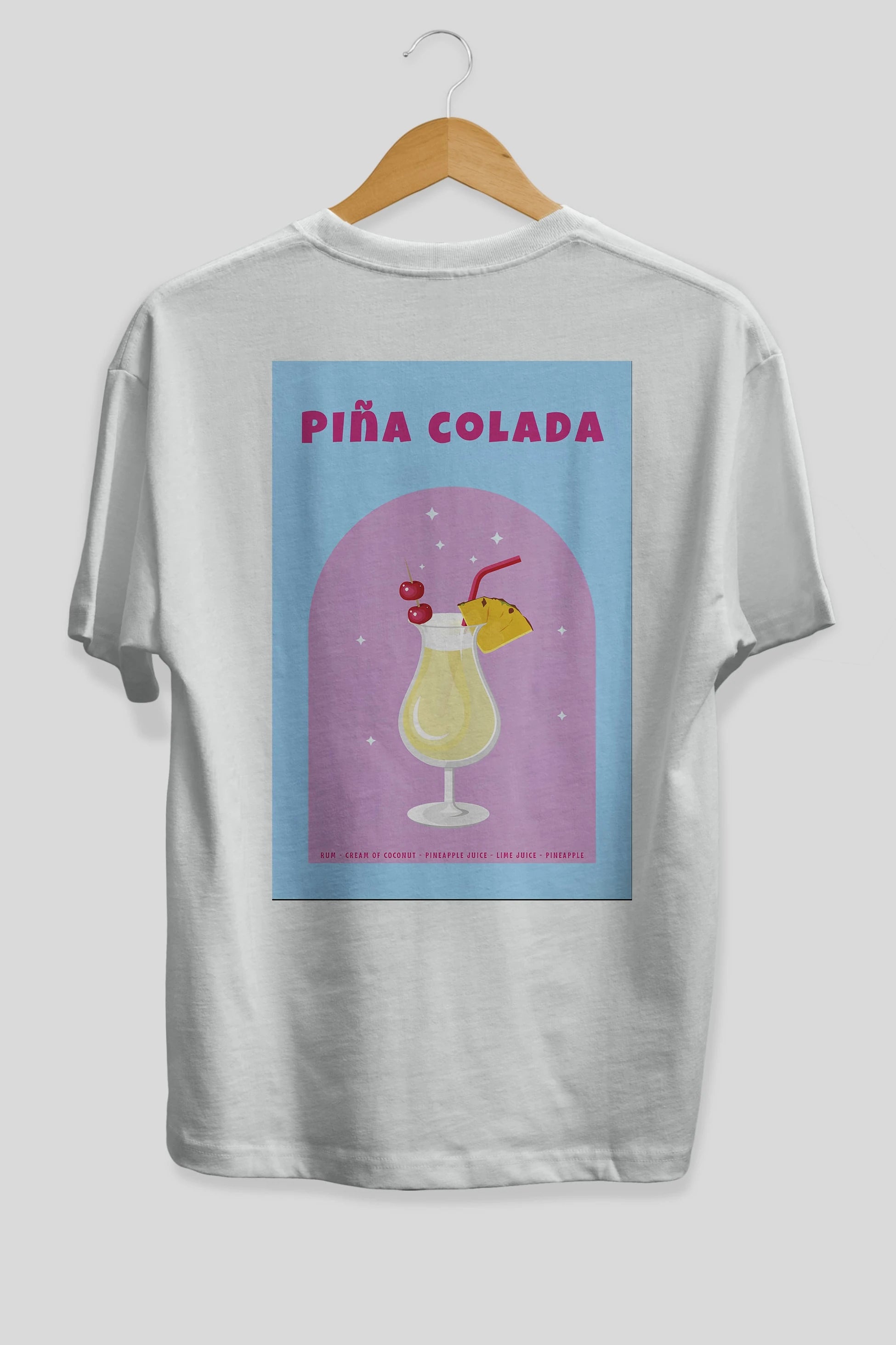 Pina Colada 2 Arka Baskılı Oversize t-shirt Erkek Kadın Unisex %100 Pamuk Bisiklet Yaka tişort