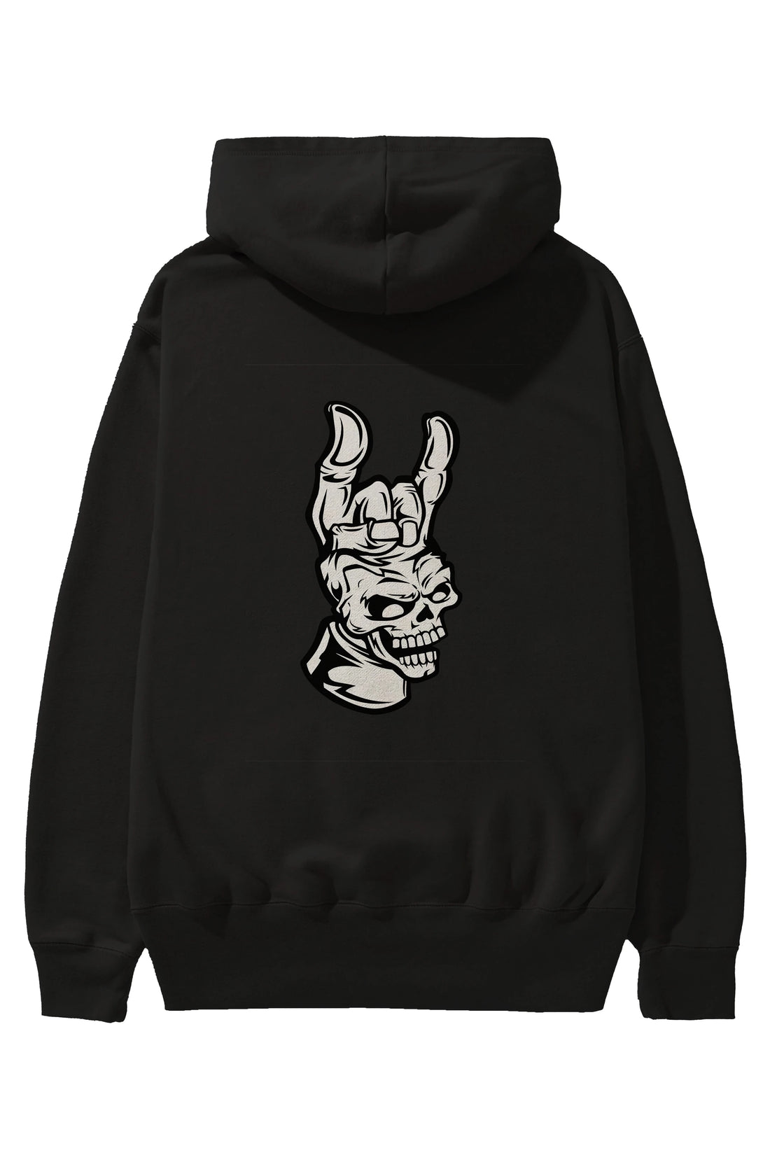 Hand Metal Skull Arka Baskılı Hoodie Oversize Kapüşonlu Sweatshirt Erkek Kadın Unisex