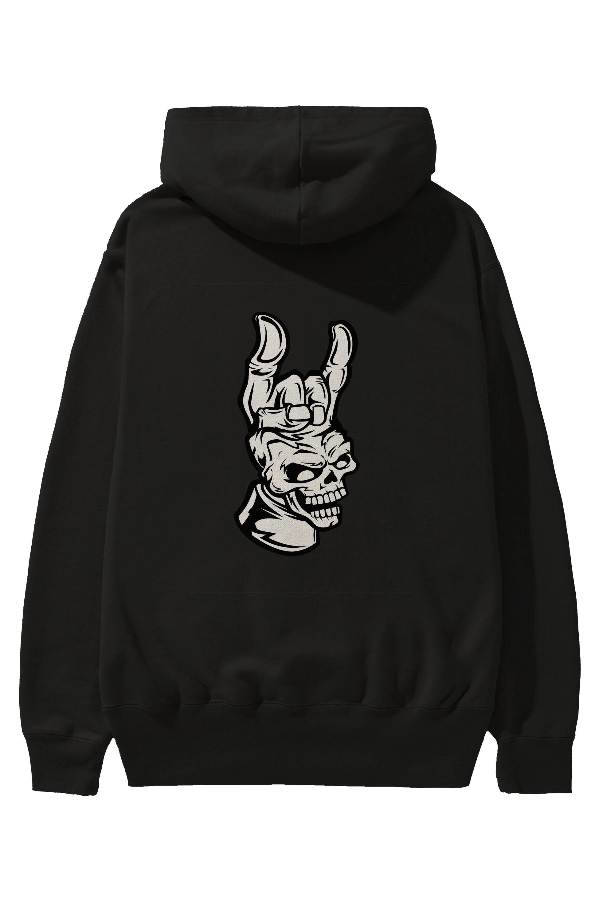 Hand Metal Skull Arka Baskılı Hoodie Oversize Kapüşonlu Sweatshirt Erkek Kadın Unisex