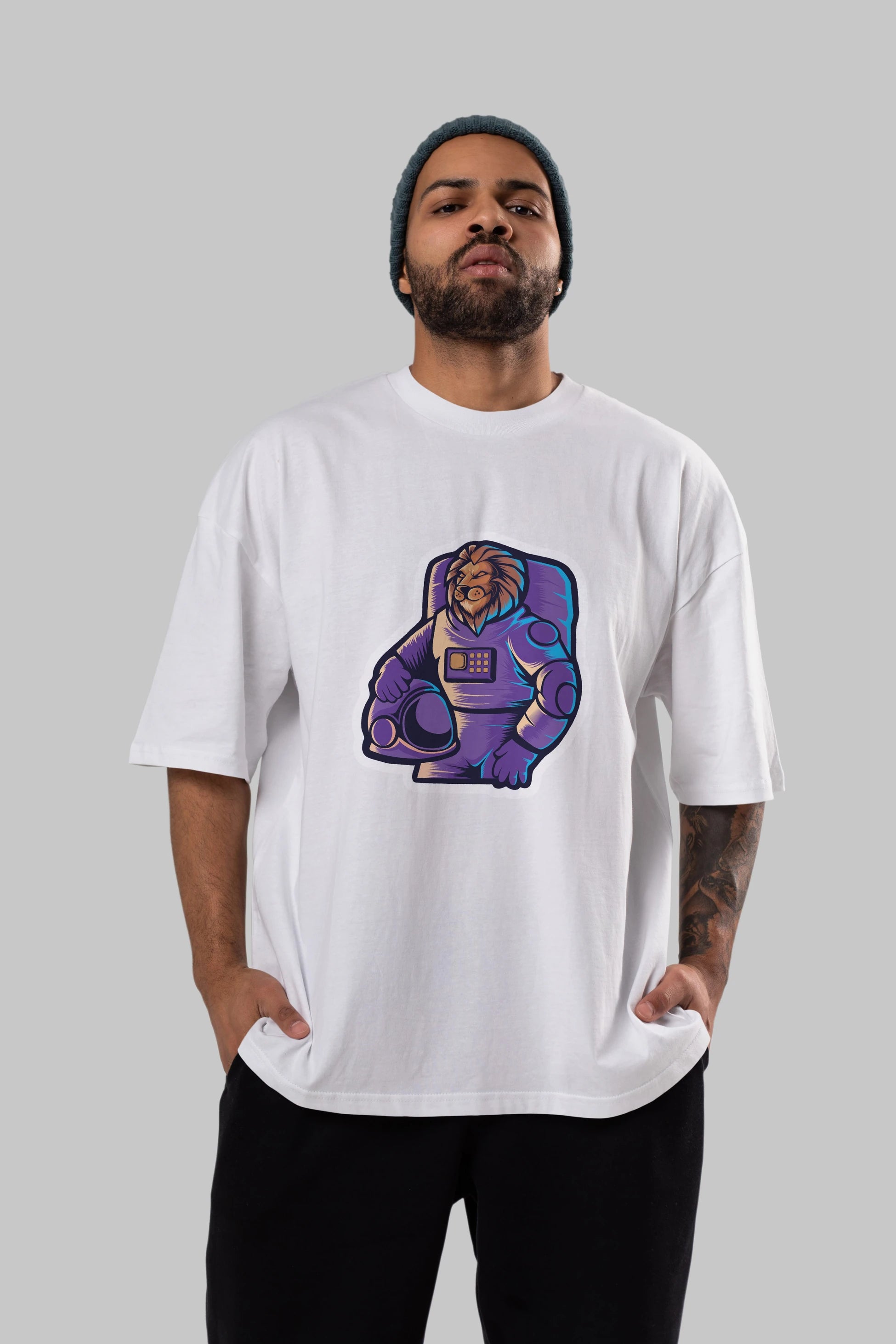 Astroking Sticker Ön Baskılı Oversize t-shirt Erkek Kadın Unisex