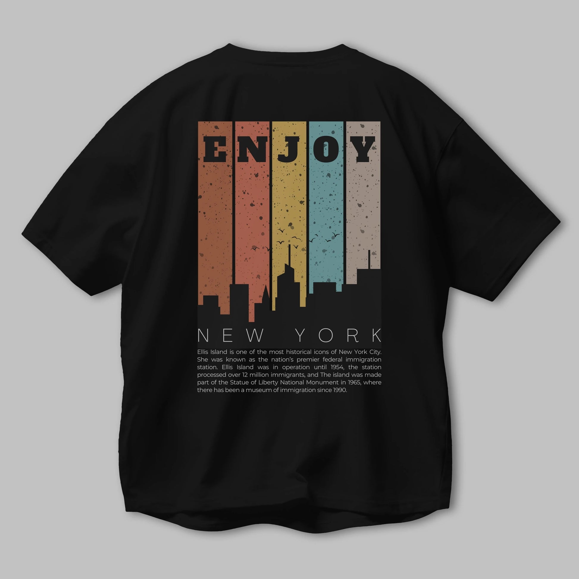 Enjoy New York Yazılı Arka Baskılı Oversize t-shirt Erkek Kadın Unisex