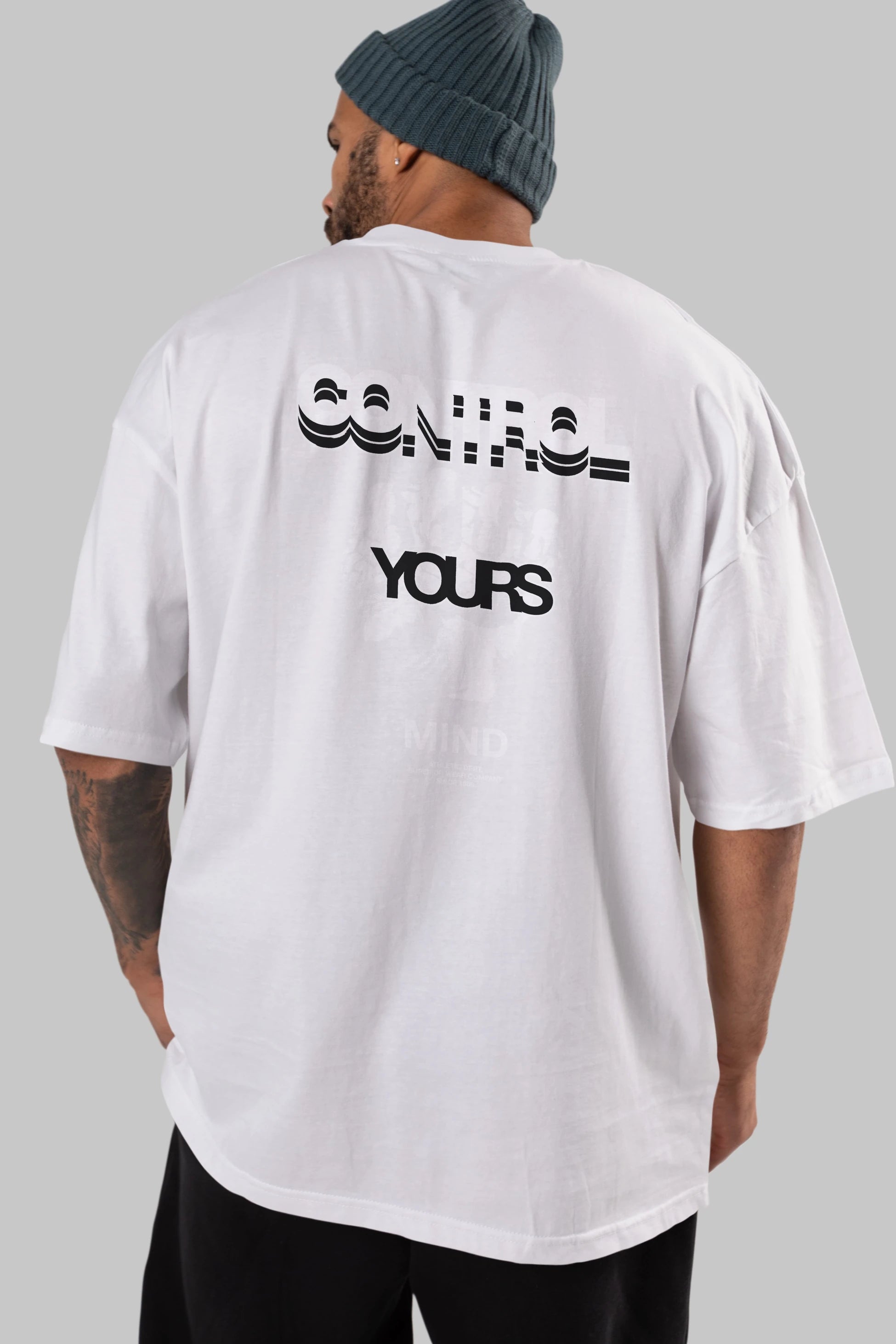 Control Your Mind Arka Baskılı Oversize t-shirt Erkek Kadın Unisex