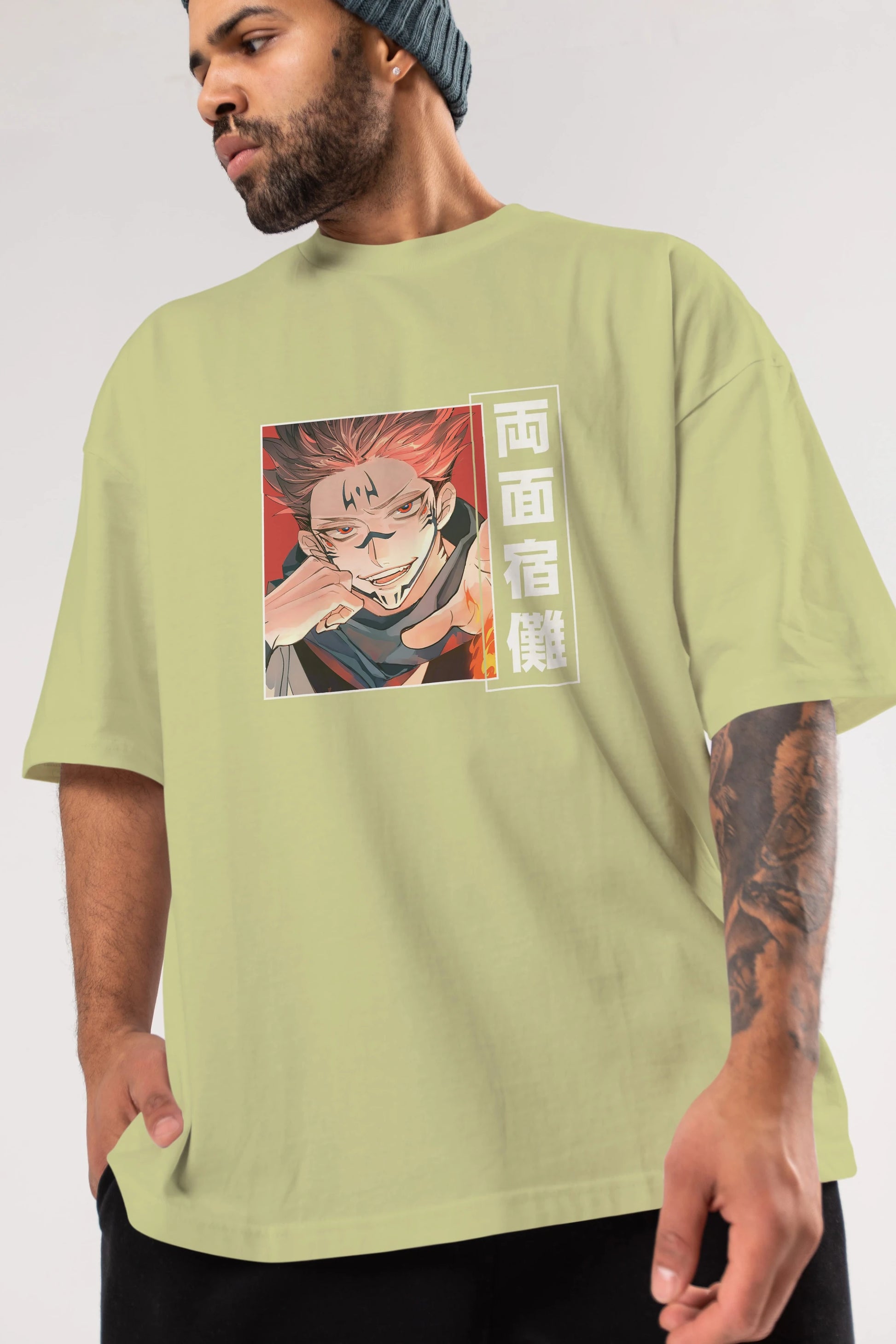 Sukuna Ryoumen 4 Anime Ön Baskılı Oversize t-shirt %100 pamuk Erkek Kadın Unisex