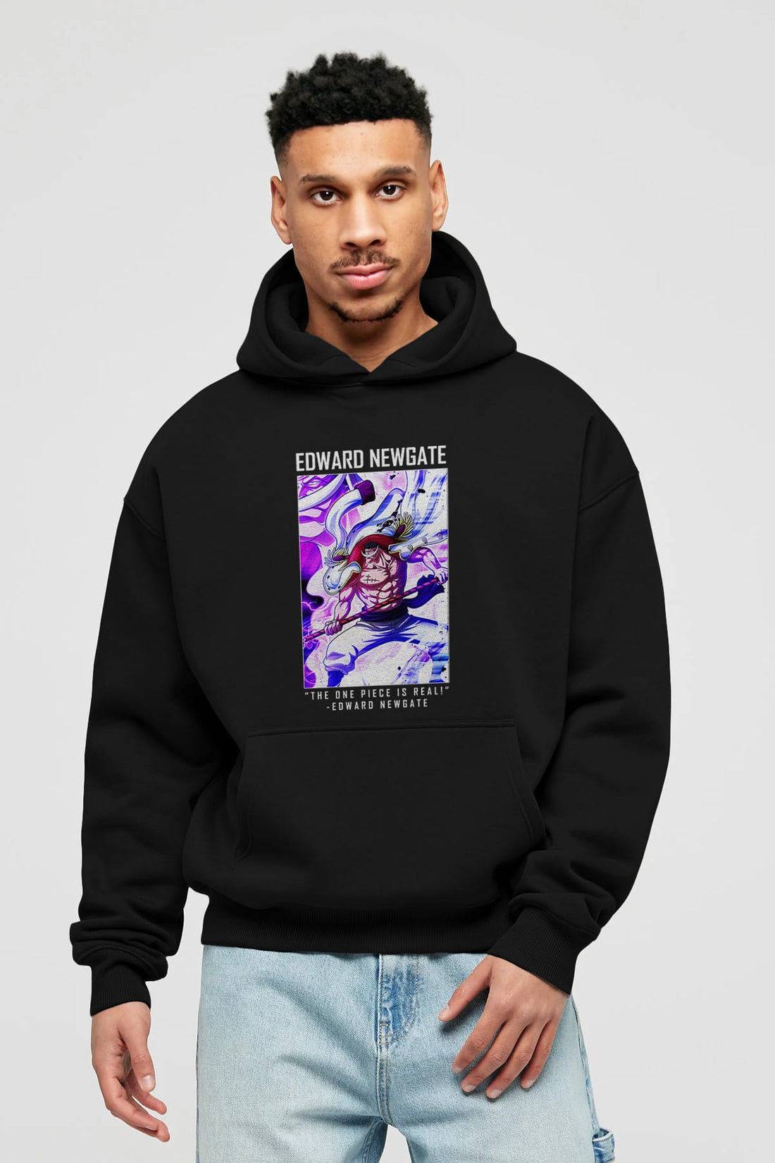 Edward Newgate Anime Ön Baskılı Hoodie Oversize Kapüşonlu Sweatshirt Erkek Kadın Unisex