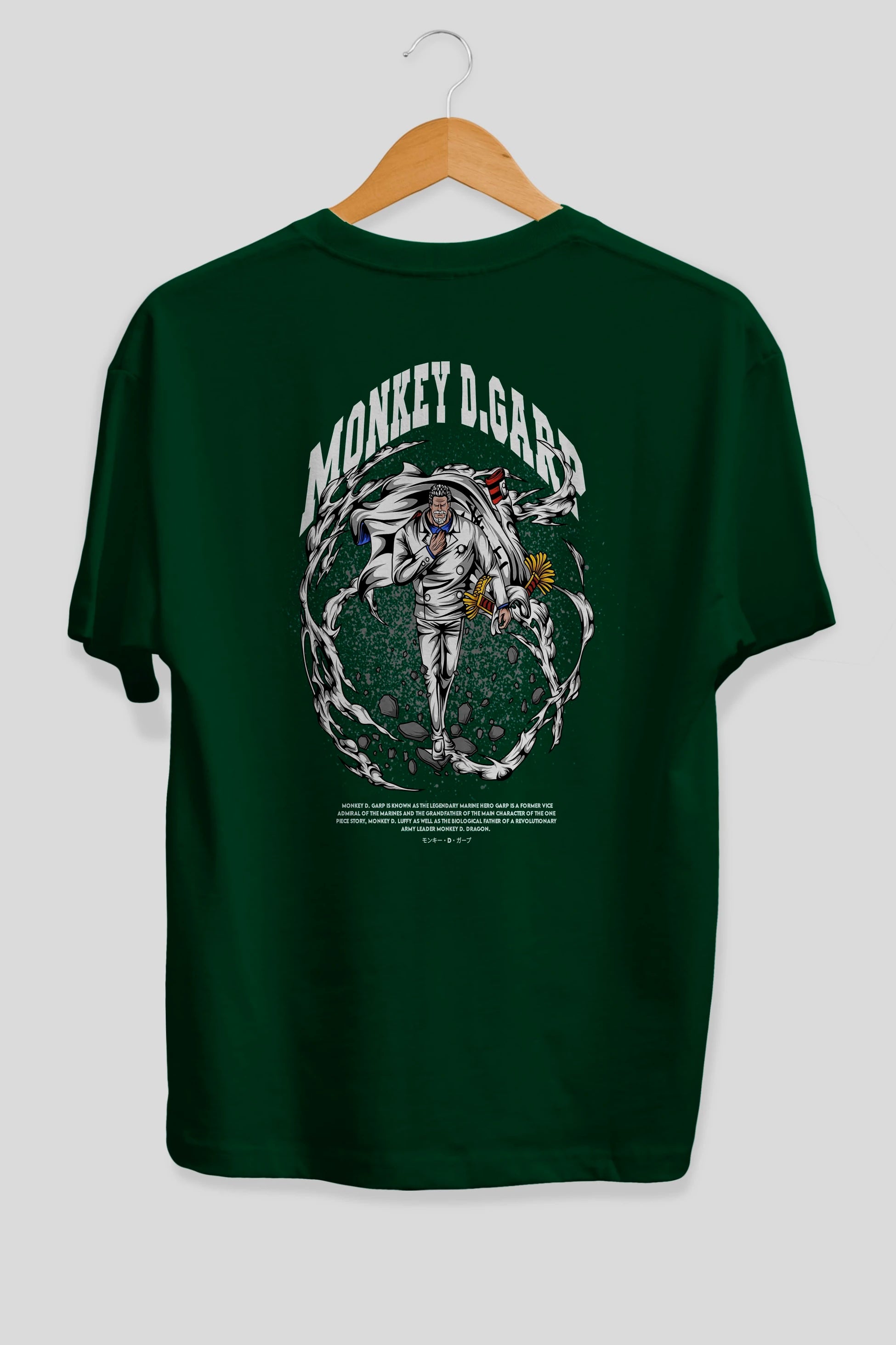 Monkey D. Garp Anime Arka Baskılı Oversize t-shirt Erkek Kadın Unisex