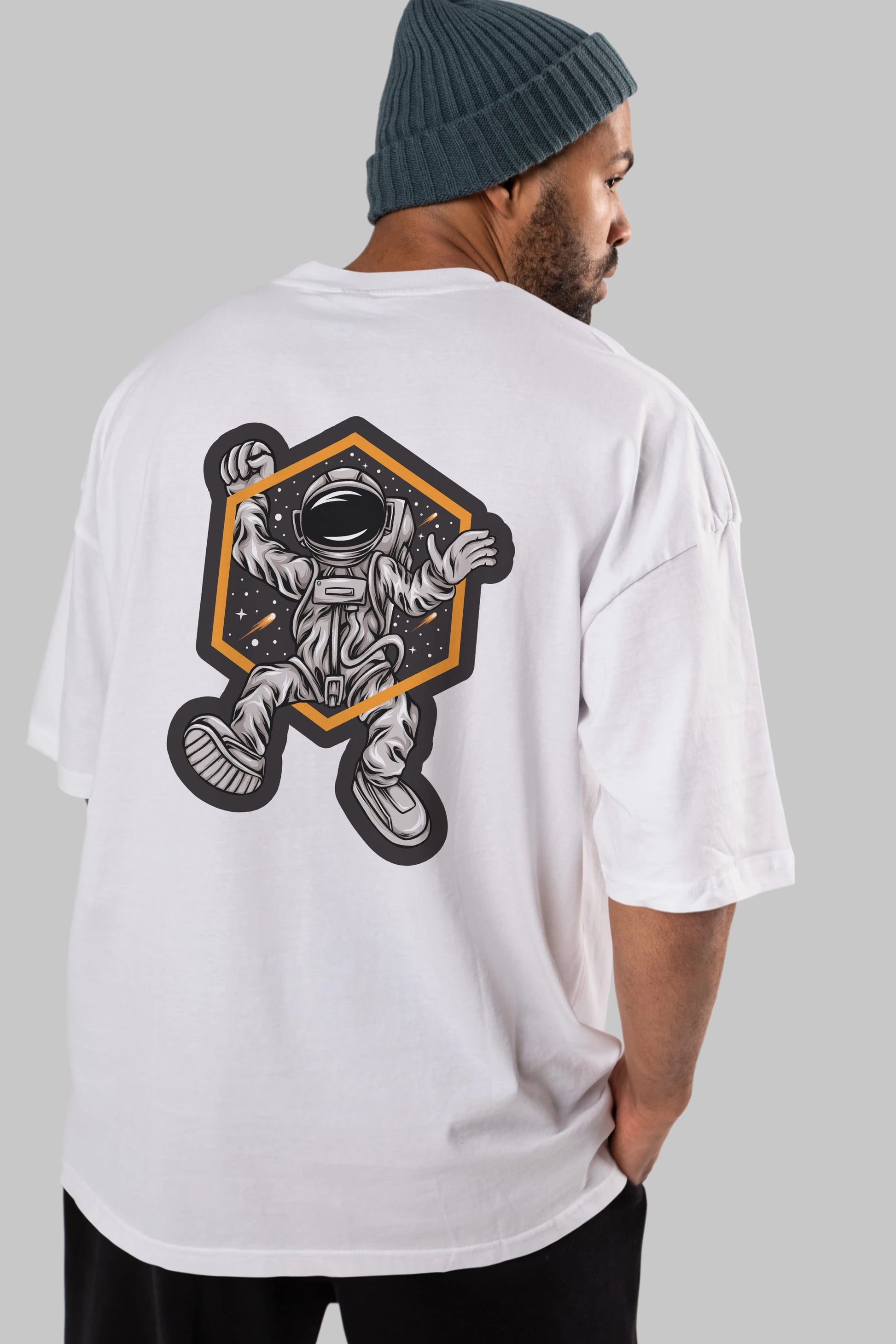 Astrofun Sticker Arka Baskılı Oversize t-shirt Erkek Kadın Unisex