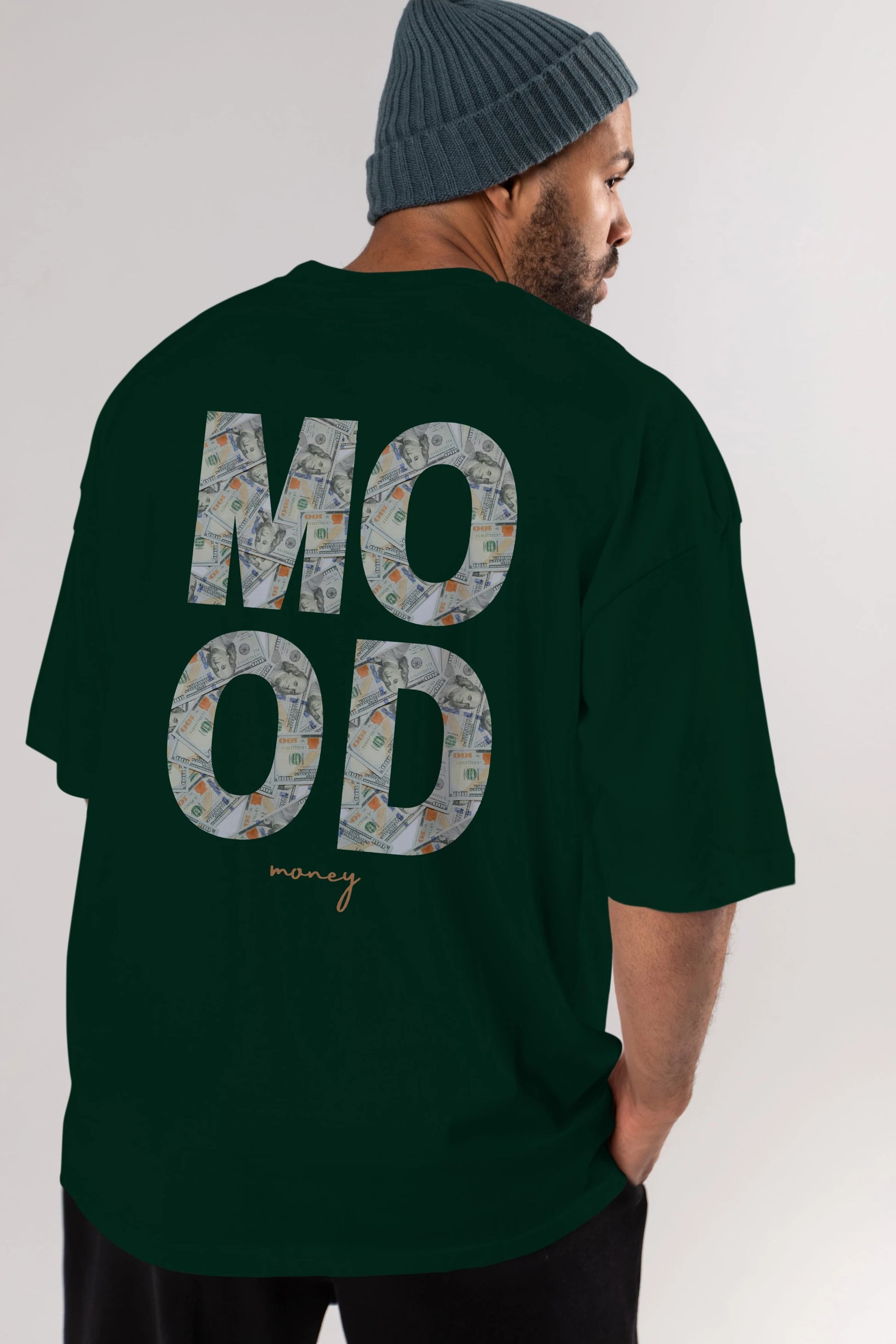 Mood Money Yazılı Arka Baskılı Oversize t-shirt Erkek Kadın Unisex