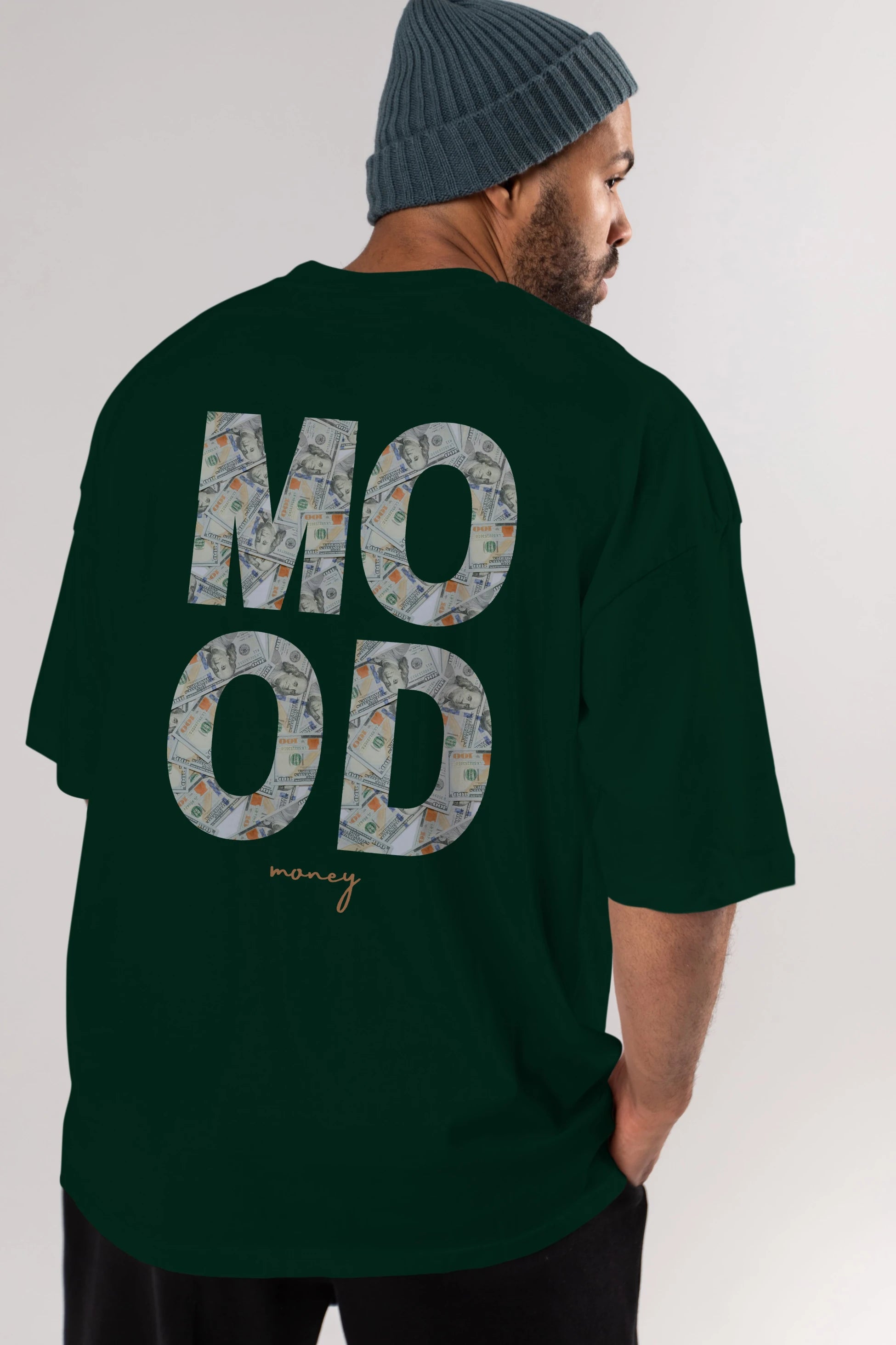Mood Money Yazılı Arka Baskılı Oversize t-shirt Erkek Kadın Unisex