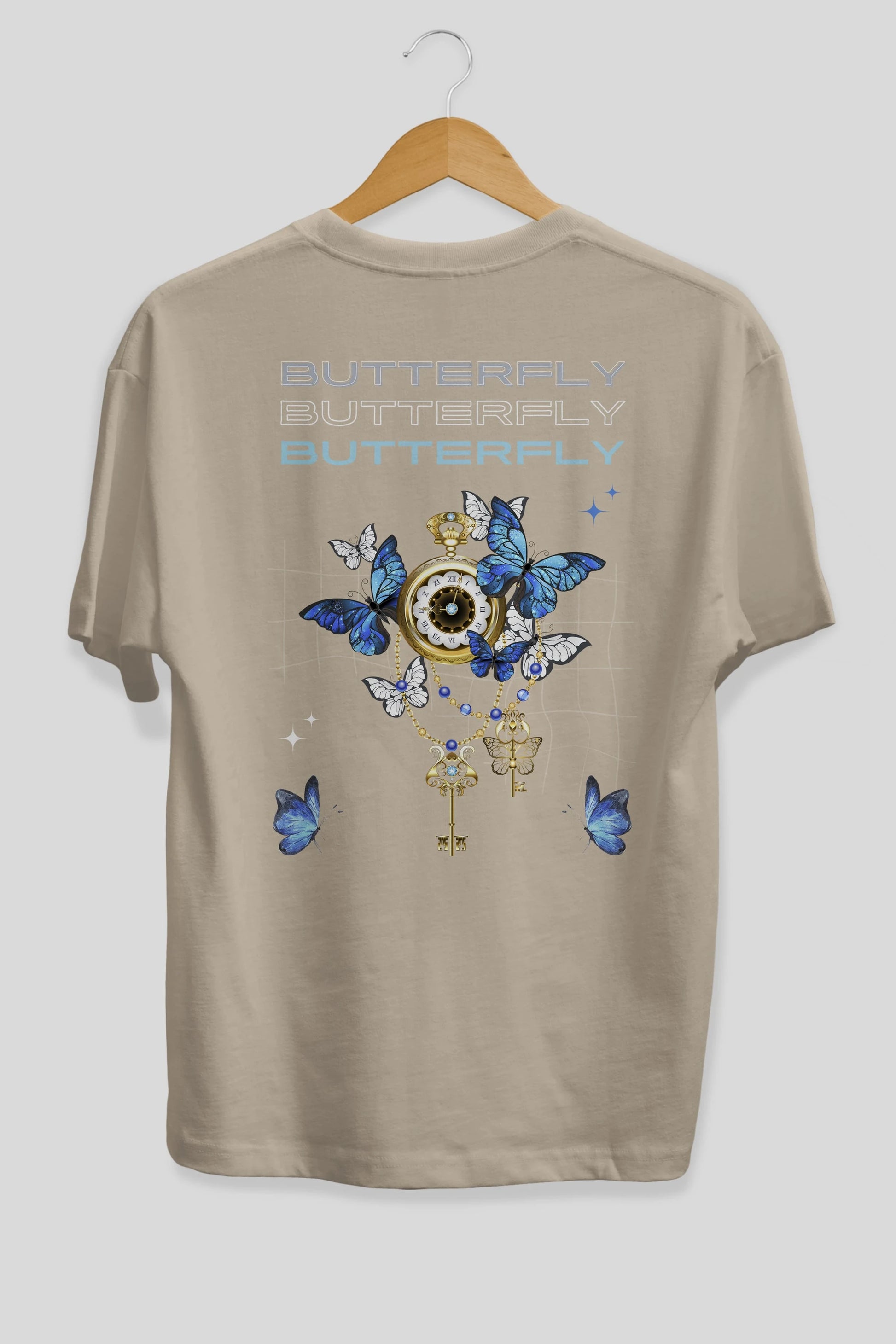 Butterfly Yazılı Arka Baskılı Oversize t-shirt Erkek Kadın Unisex