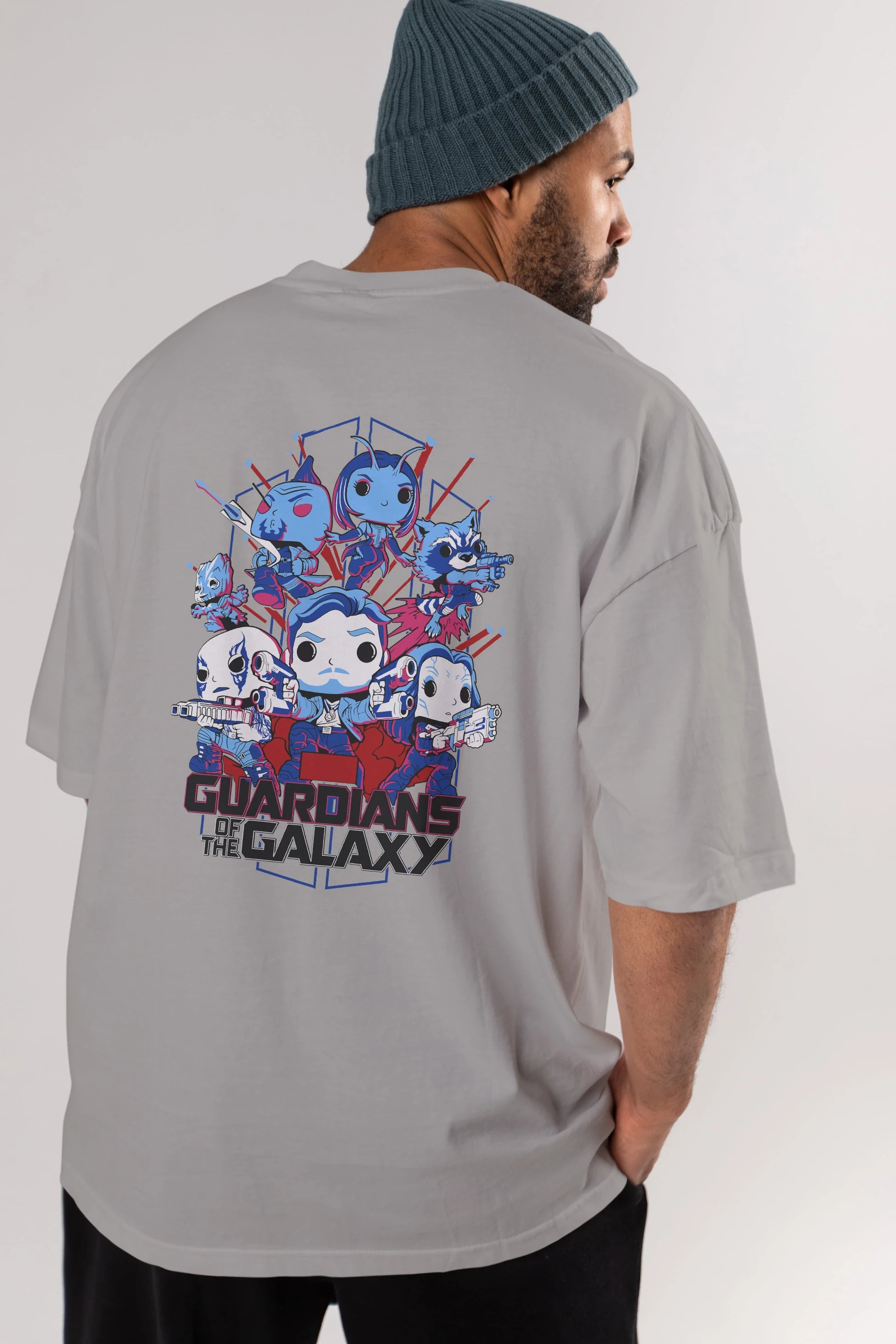 Guardians of the Galaxy Arka Baskılı Oversize t-shirt Erkek Kadın Unisex %100 Pamuk Bisiklet Yaka tişort