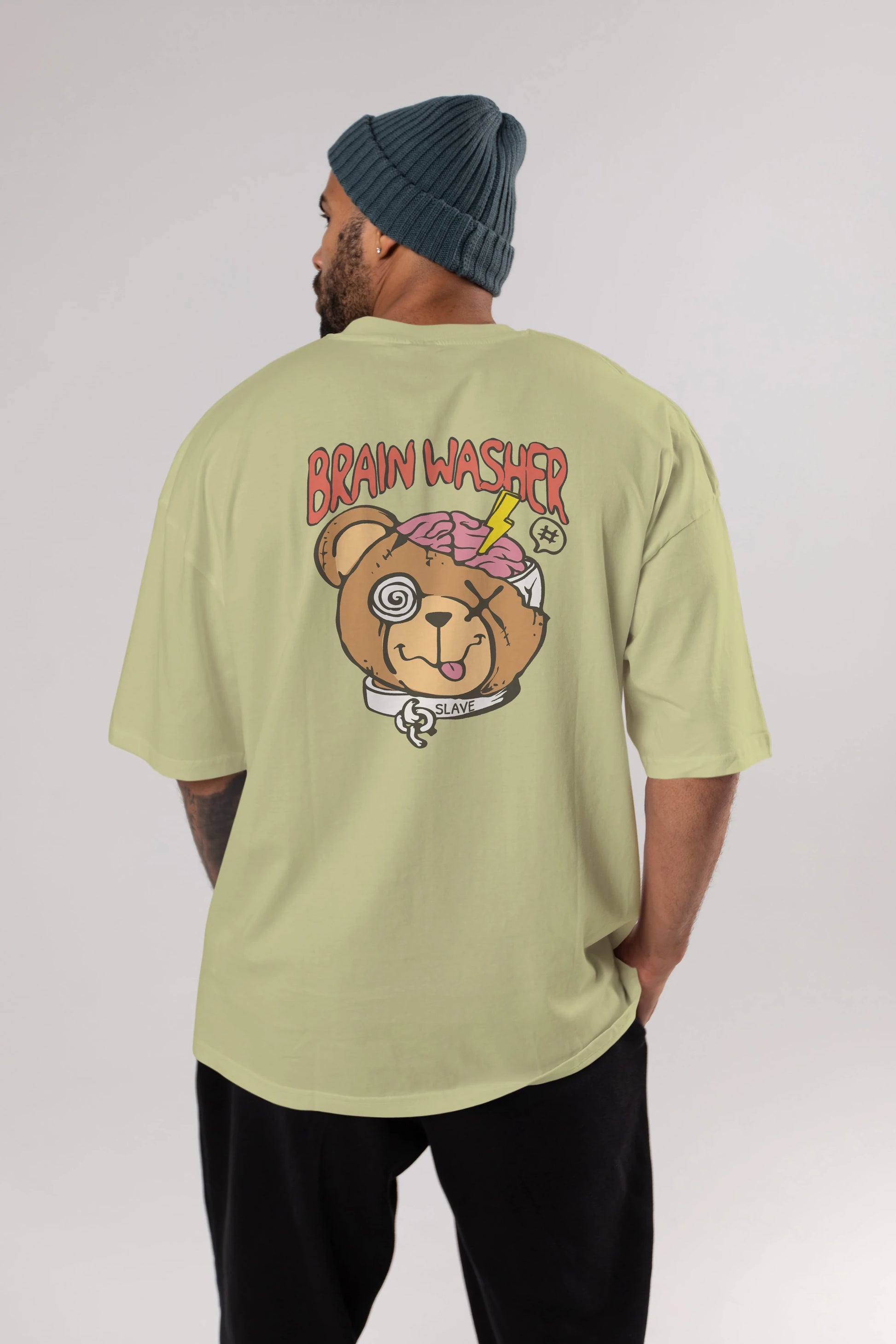 Brain Washer Arka Baskılı Oversize t-shirt Erkek Kadın Unisex
